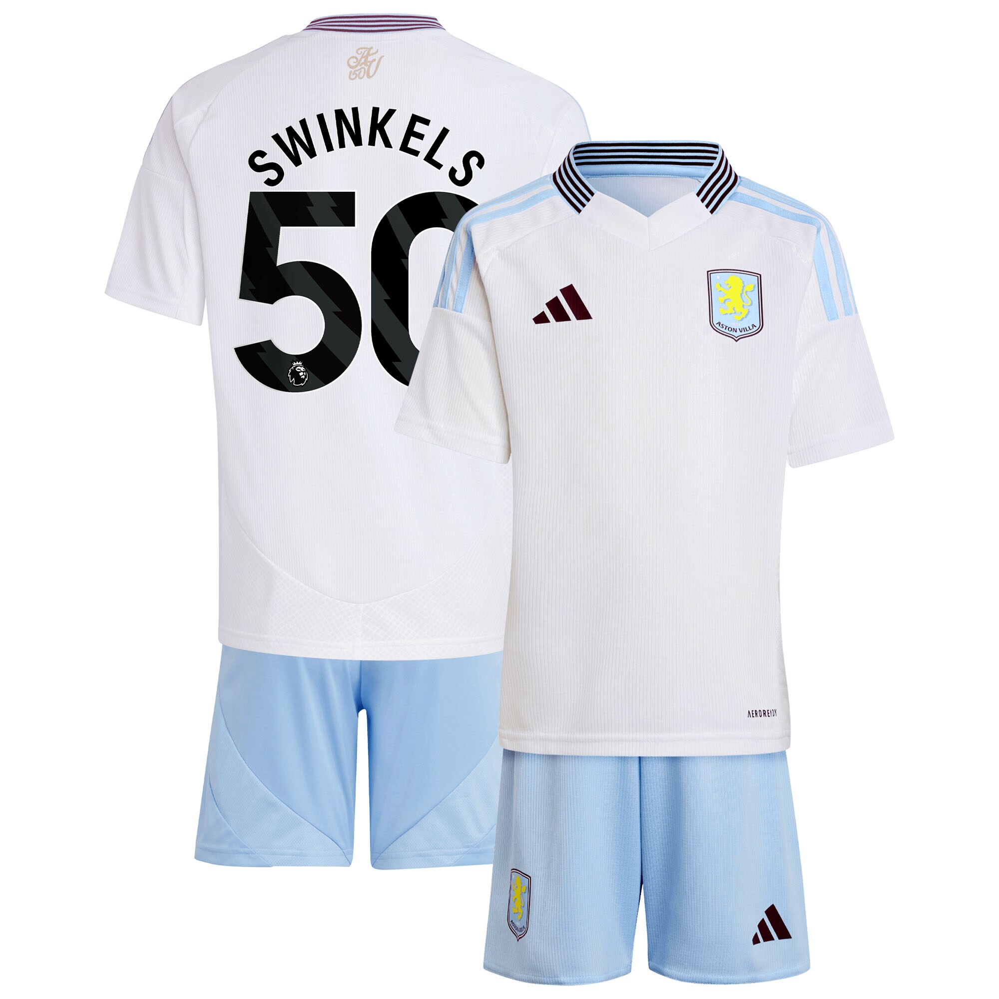 AVFC aston villa adidas away mini kit 2024-25 with swinkels 50 printing Collection | Official Aston Villa Kits and Apparel
