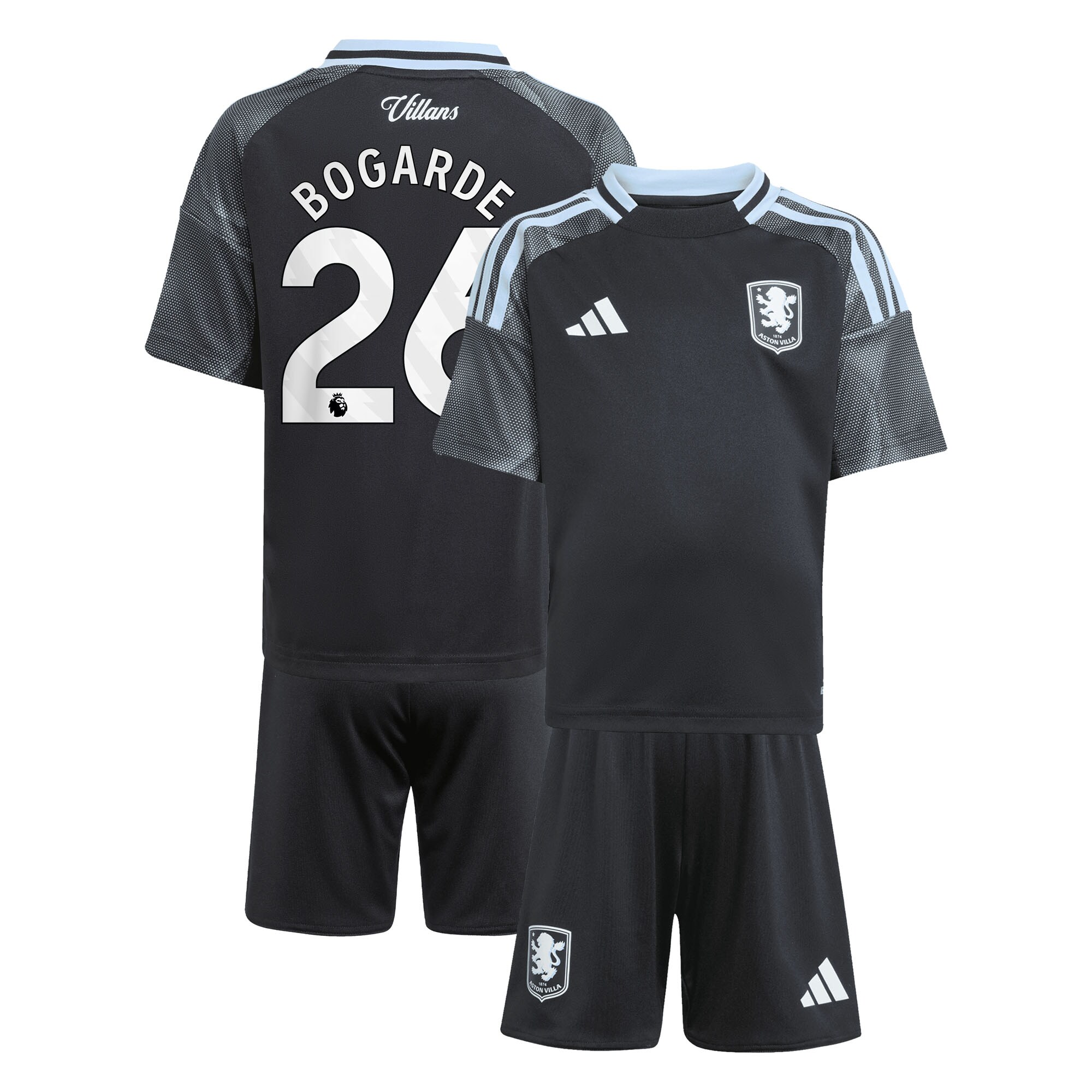 AVFC aston villa adidas away mini kit 2025-26 with bogarde 26 printing Collection | Official Aston Villa Kits and Apparel
