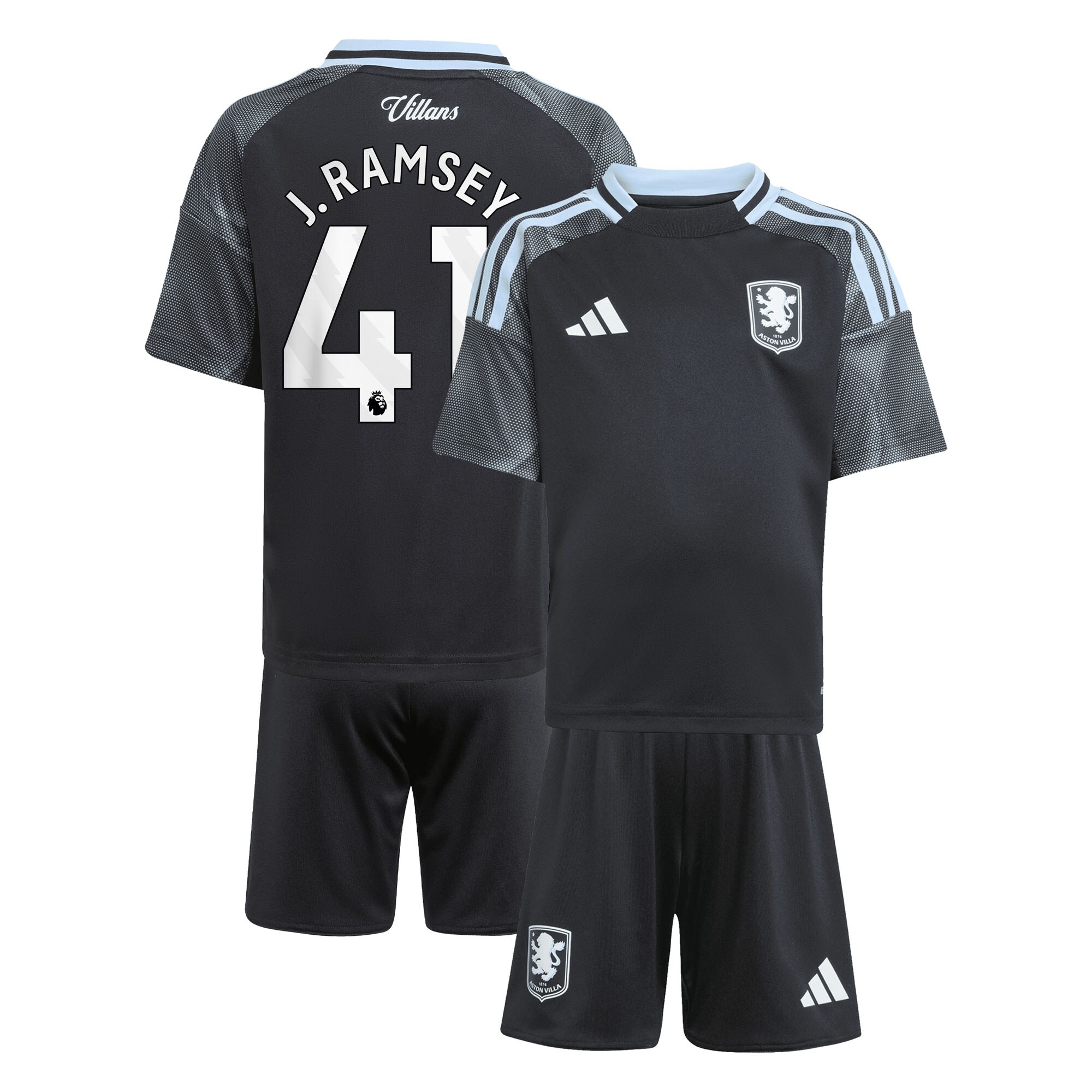 AVFC aston villa adidas away mini kit 2025-26 with j. ramsey 41 printing Collection | Official Aston Villa Kits and Apparel