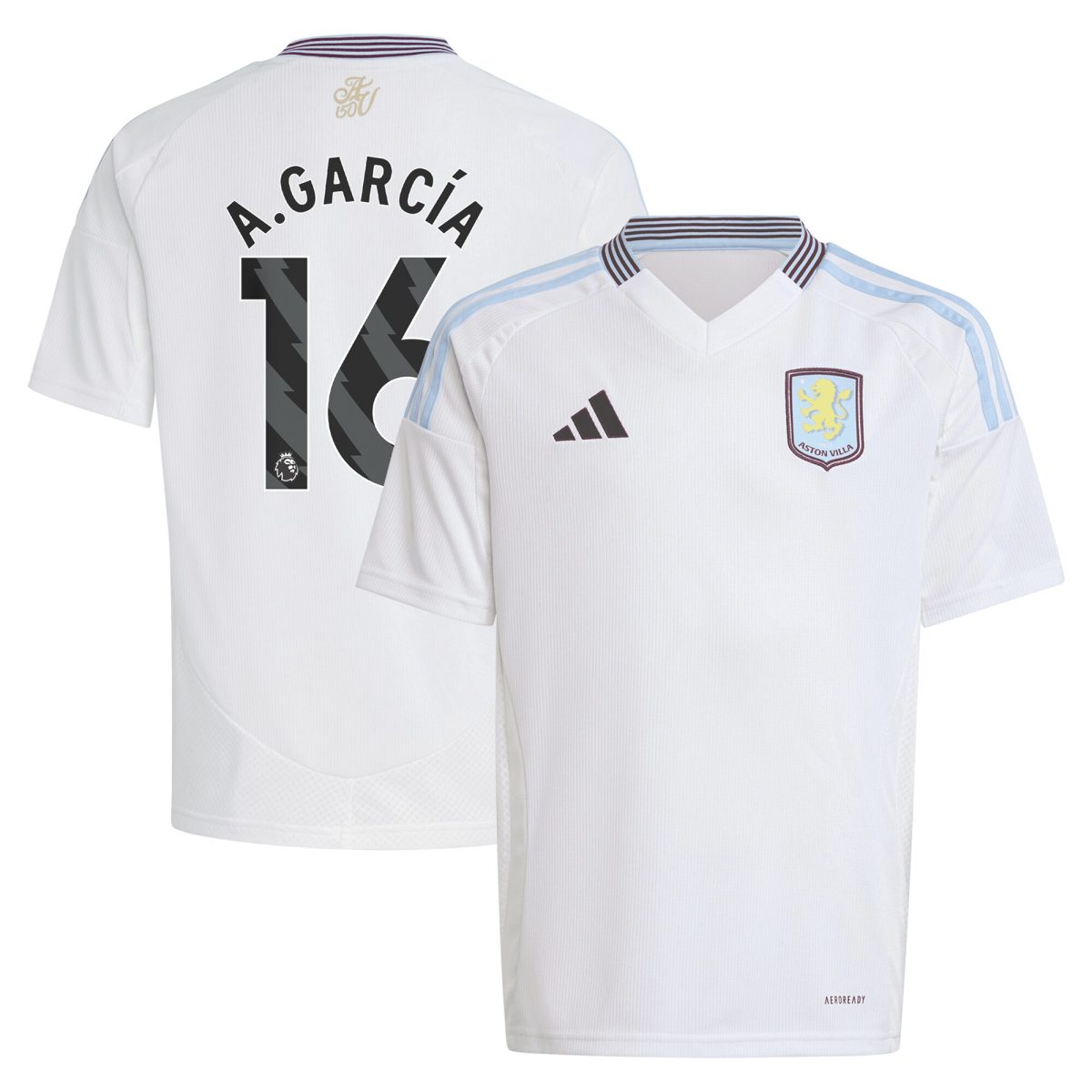 AVFC aston villa adidas away shirt 2024-25 – kids with a.garcía 16 printing Collection | Official Aston Villa Kits and Apparel