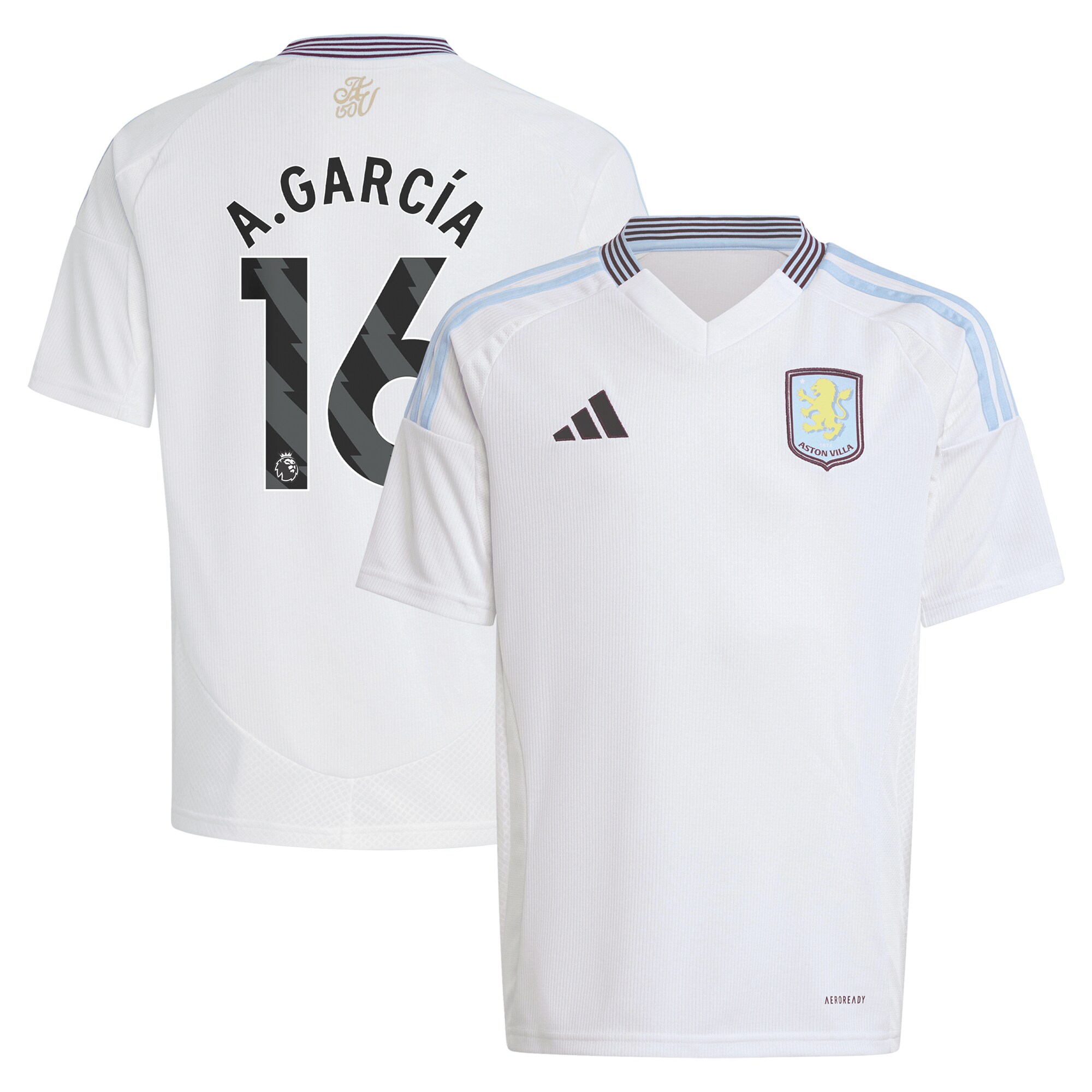 AVFC aston villa adidas away shirt 2024-25 – kids with a.garcía 16 printing Collection | Official Aston Villa Kits and Apparel