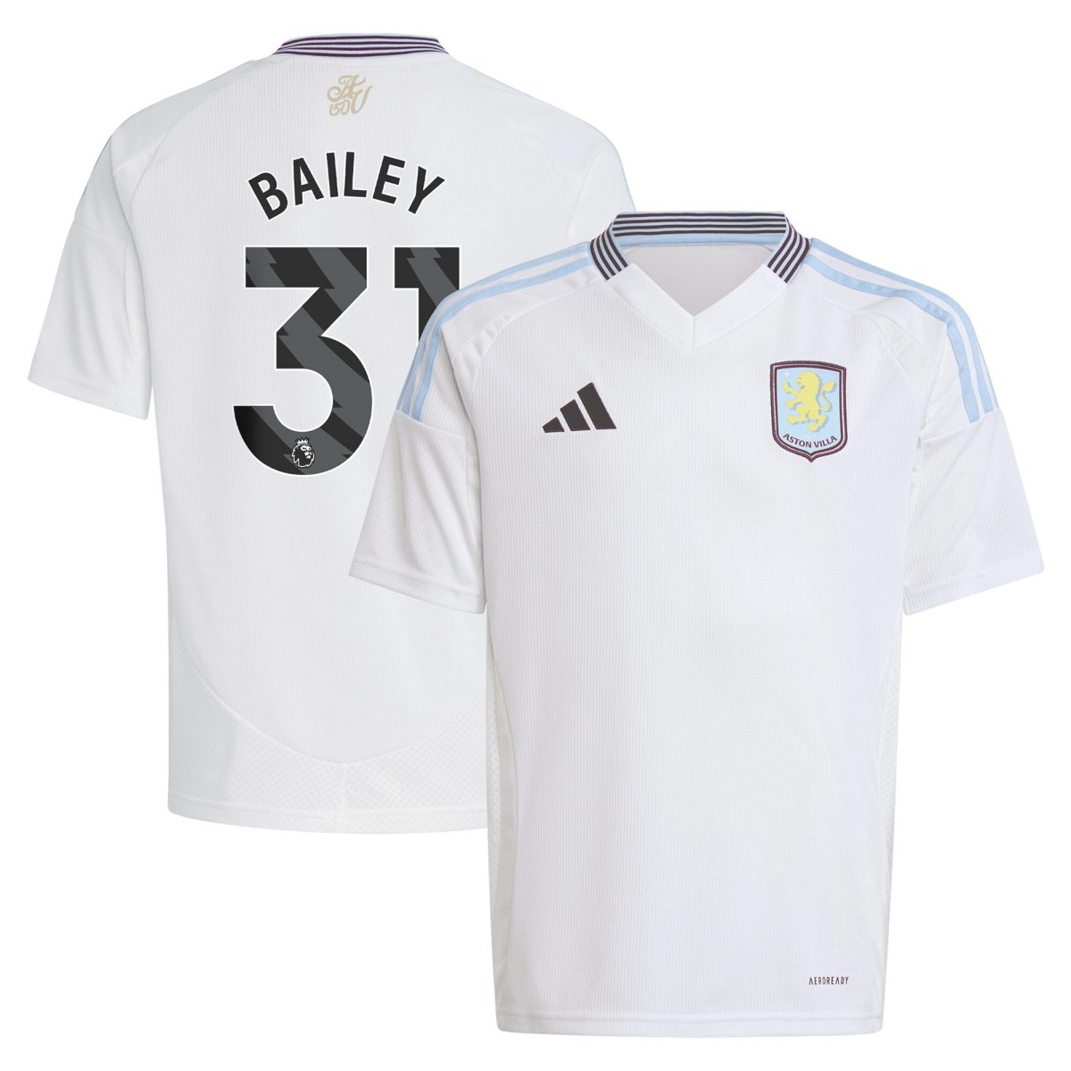 AVFC aston villa adidas away shirt 2024-25 – kids with bailey 31 printing Collection | Official Aston Villa Kits and Apparel