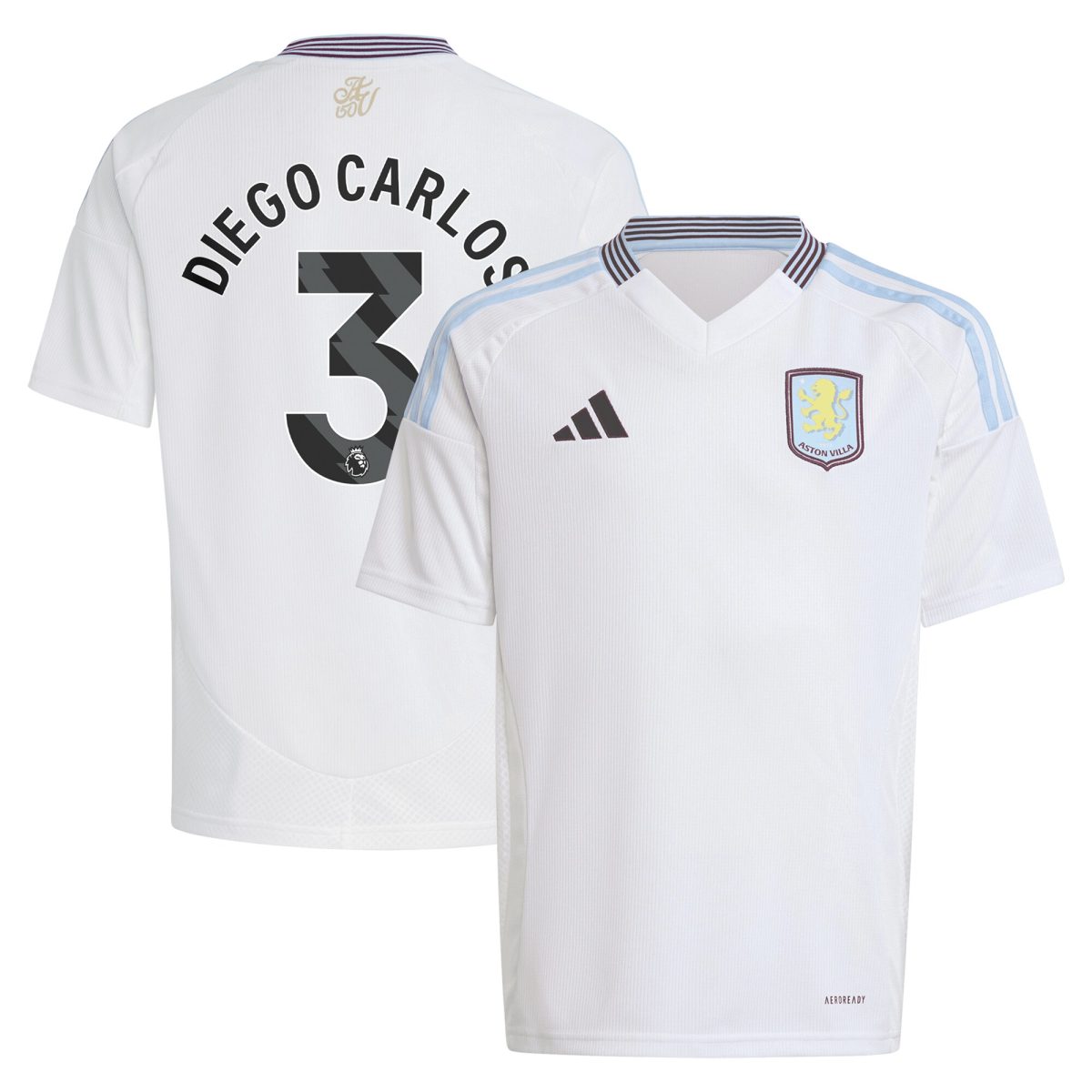 AVFC aston villa adidas away shirt 2024-25 – kids with diego carlos 3 printing Collection | Official Aston Villa Kits and Apparel