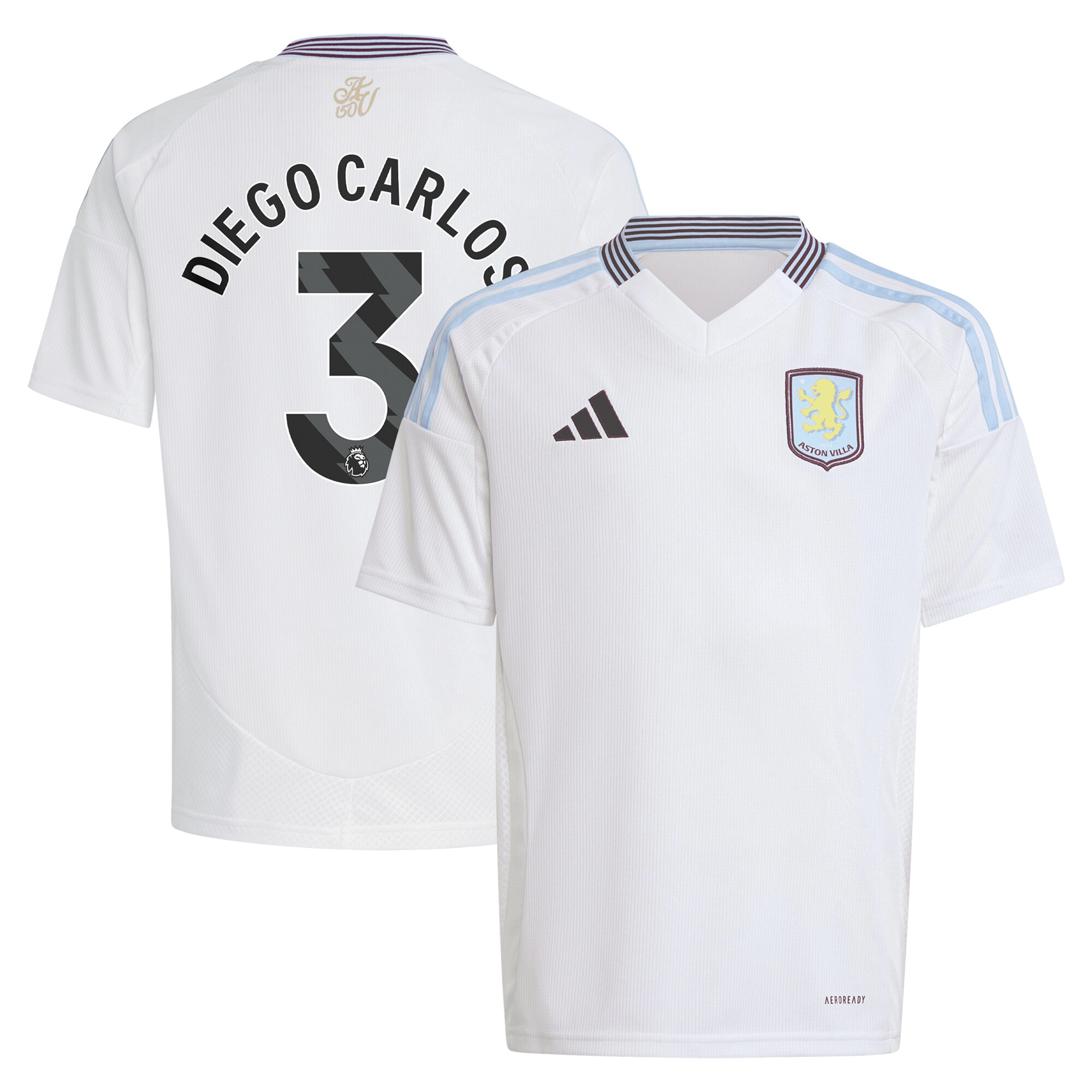 AVFC aston villa adidas away shirt 2024-25 – kids with diego carlos 3 printing Collection | Official Aston Villa Kits and Apparel
