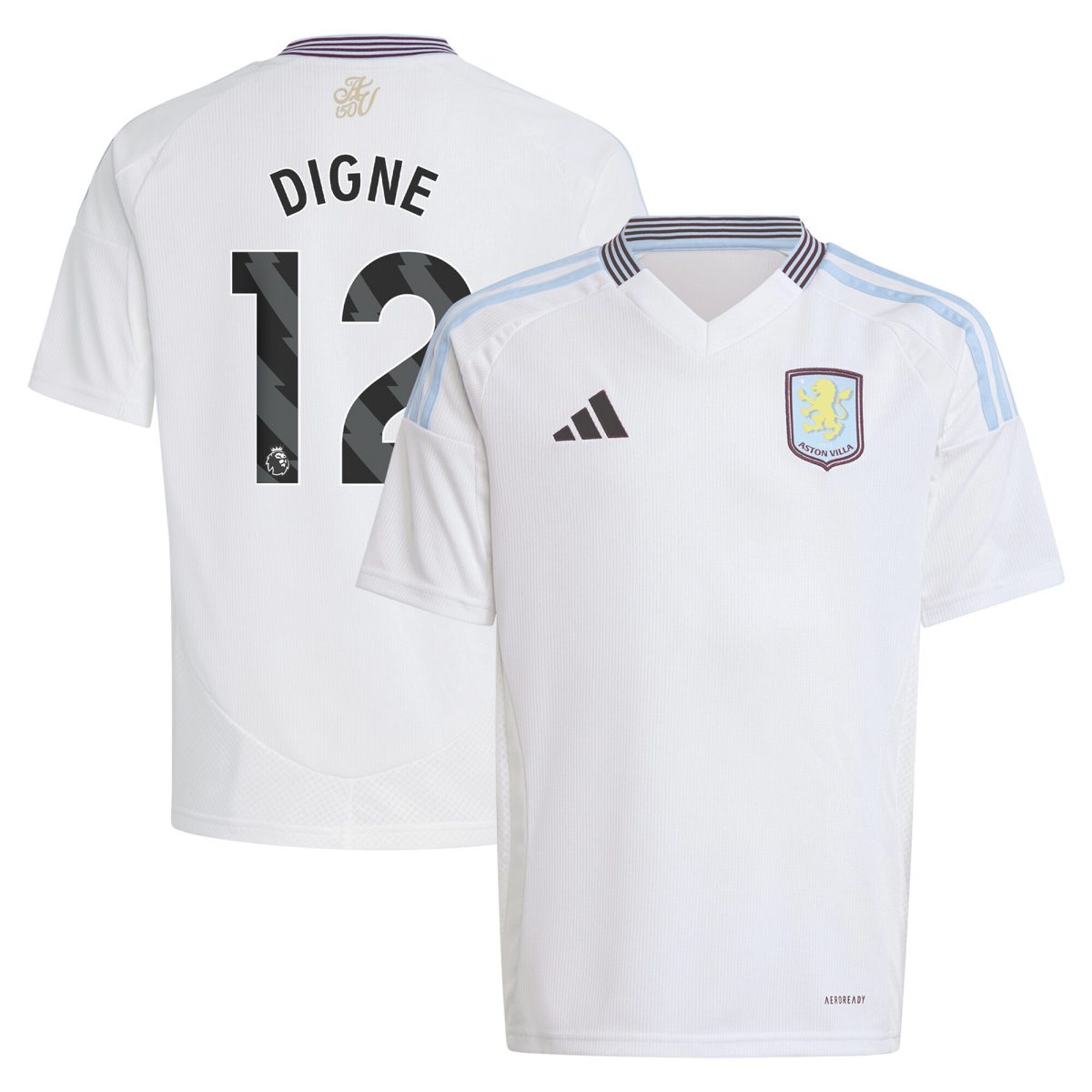 AVFC aston villa adidas away shirt 2024-25 – kids with digne 12 printing Collection | Official Aston Villa Kits and Apparel