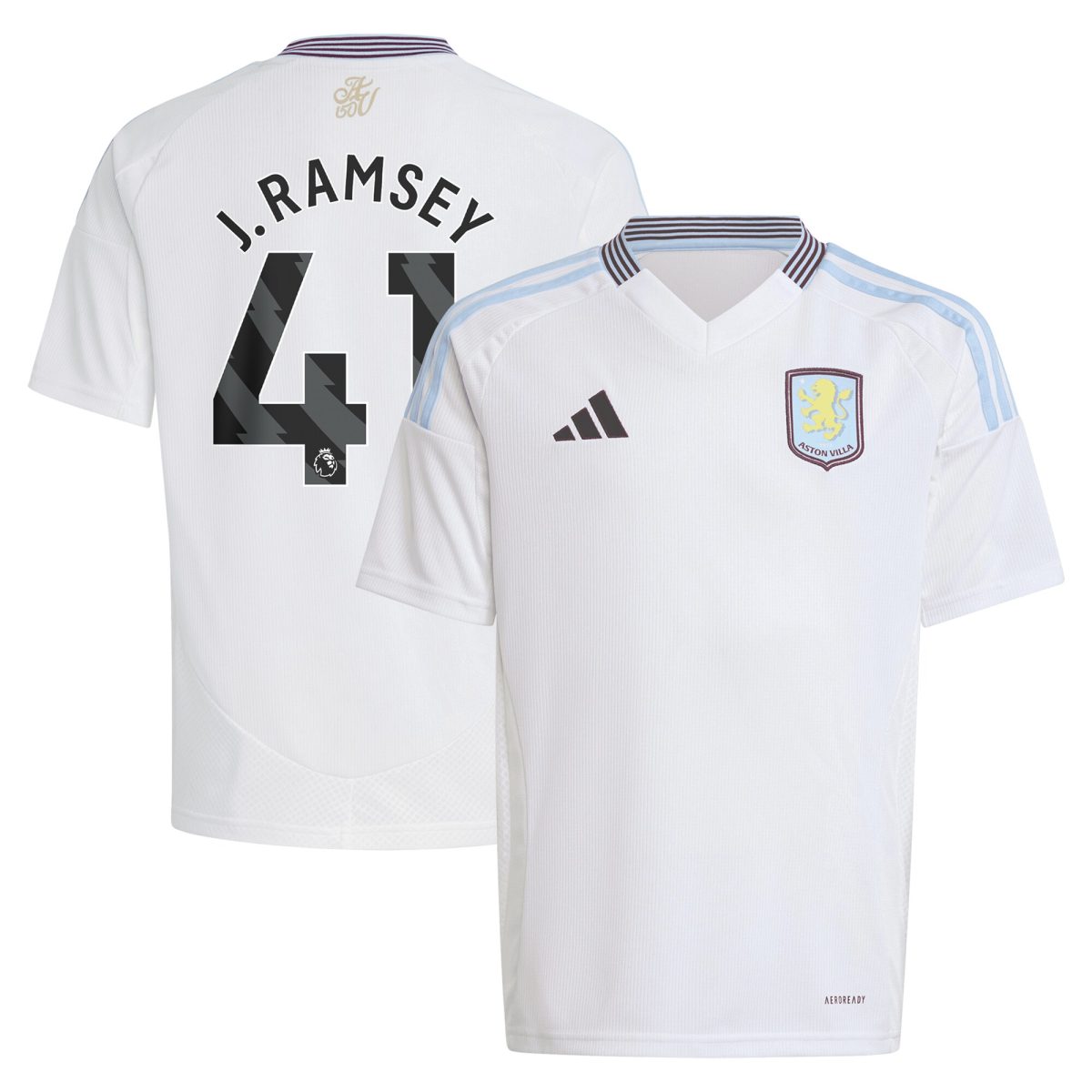 AVFC aston villa adidas away shirt 2024-25 – kids with j. ramsey 41 printing Collection | Official Aston Villa Kits and Apparel