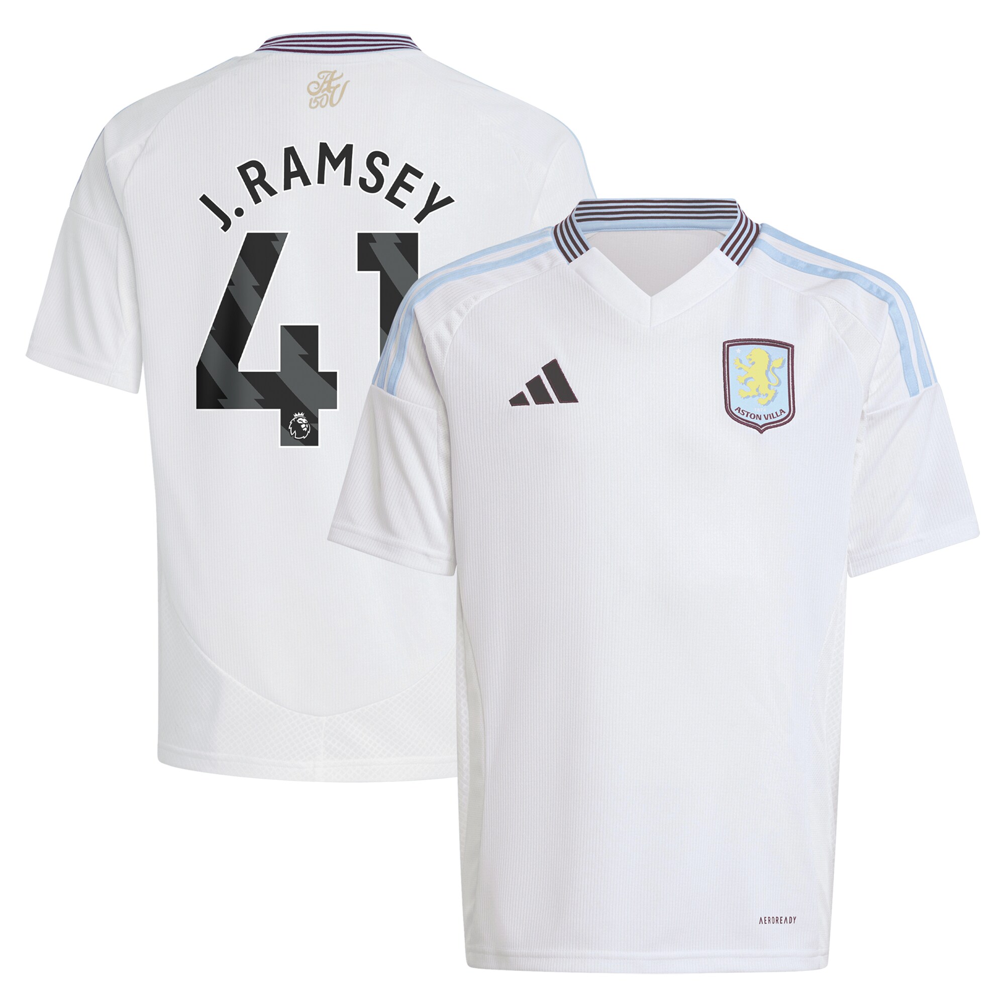 AVFC aston villa adidas away shirt 2024-25 – kids with j. ramsey 41 printing Collection | Official Aston Villa Kits and Apparel
