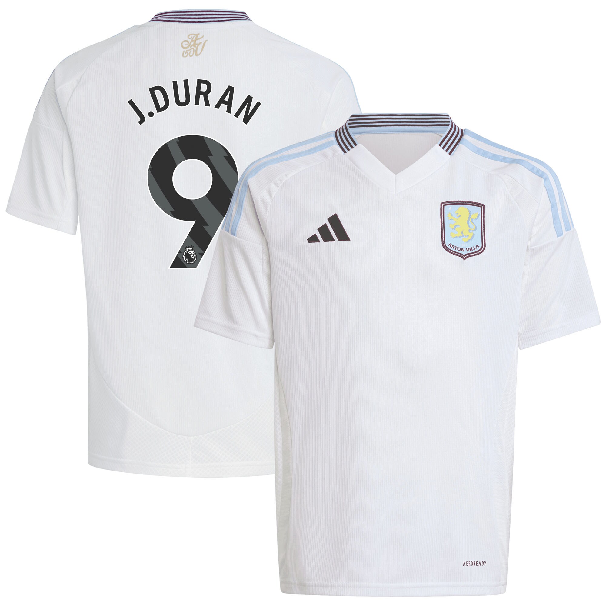 AVFC aston villa adidas away shirt 2024-25 – kids with j.duran 9 printing Collection | Official Aston Villa Kits and Apparel