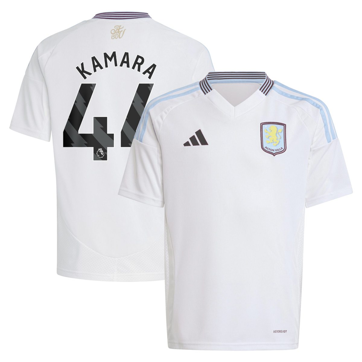 AVFC aston villa adidas away shirt 2024-25 – kids with kamara 44 printing Collection | Official Aston Villa Kits and Apparel