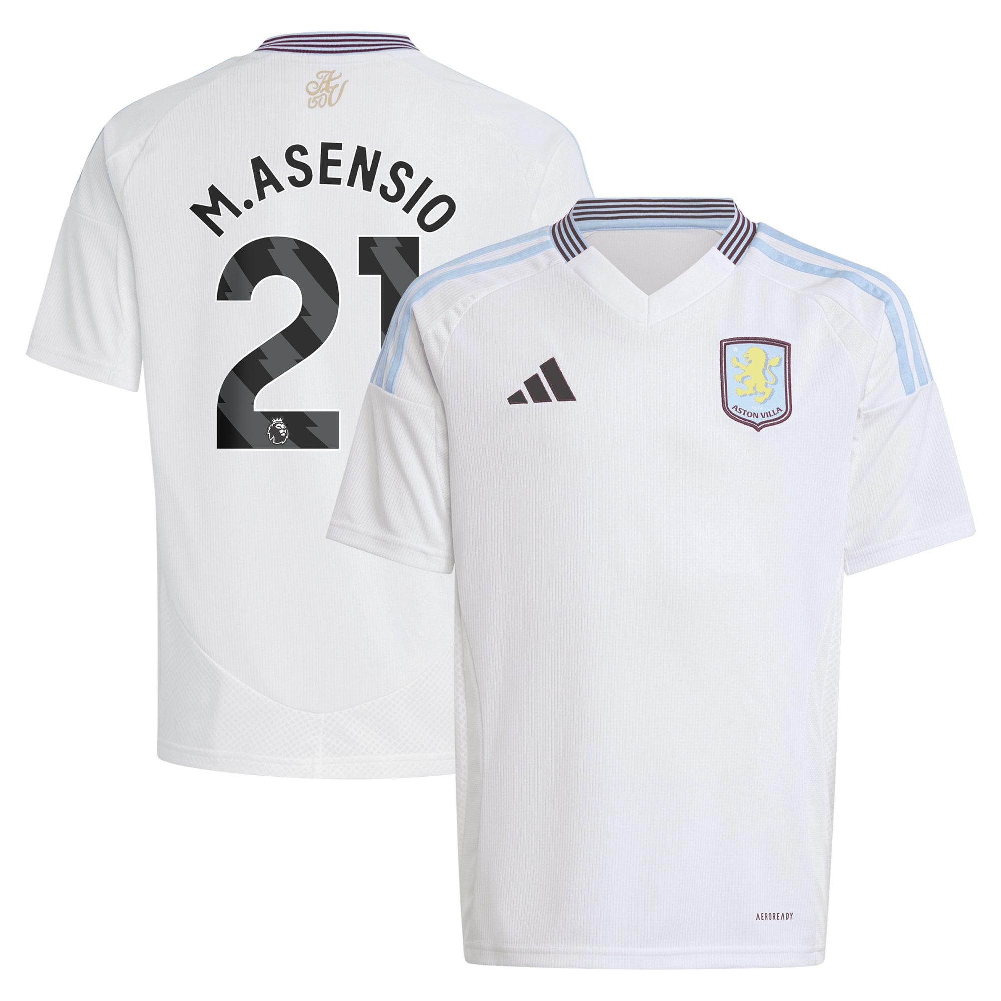 AVFC aston villa adidas away shirt 2024-25 – kids with m.asensio 21 printing Collection | Official Aston Villa Kits and Apparel