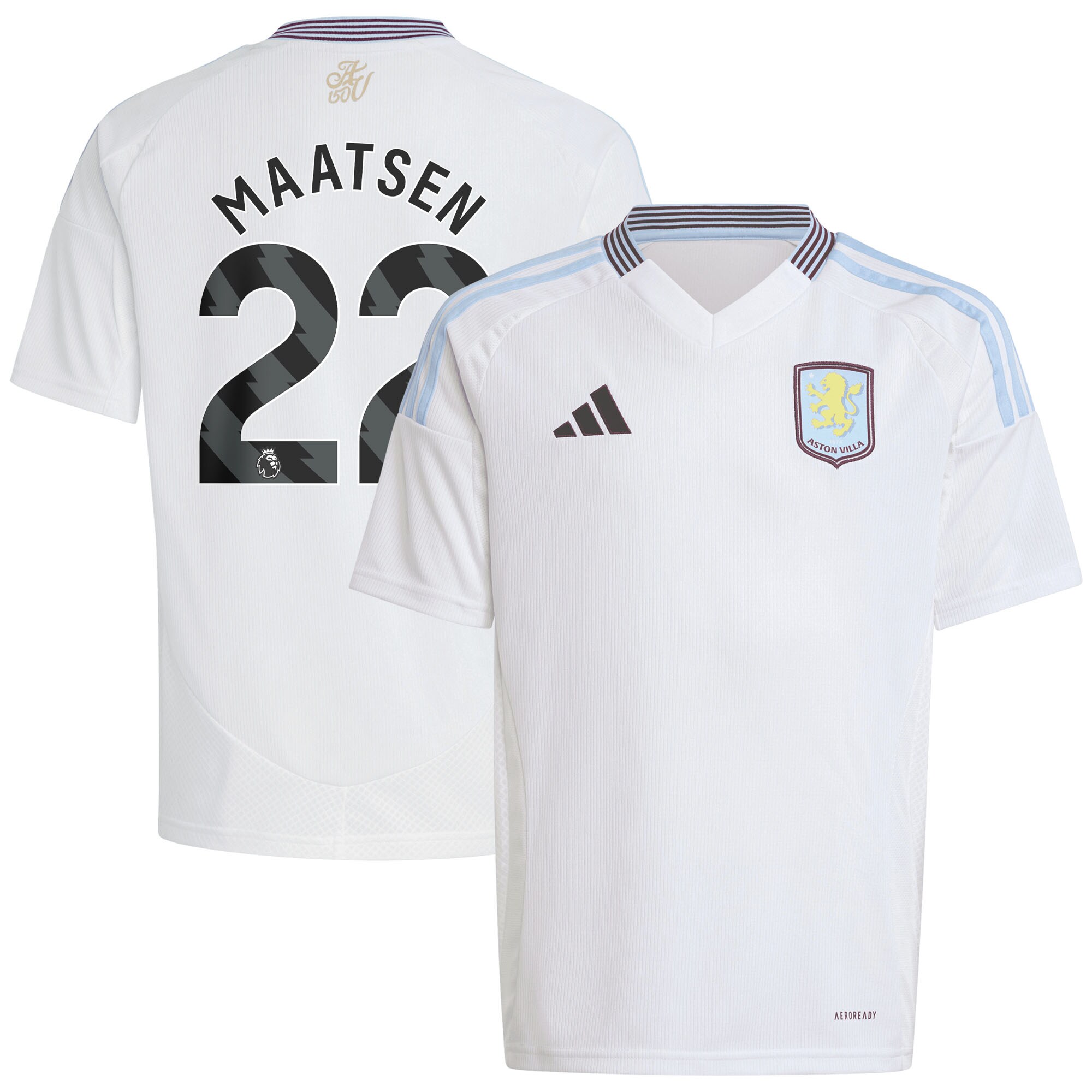 AVFC aston villa adidas away shirt 2024-25 – kids with maatsen 22 printing Collection | Official Aston Villa Kits and Apparel