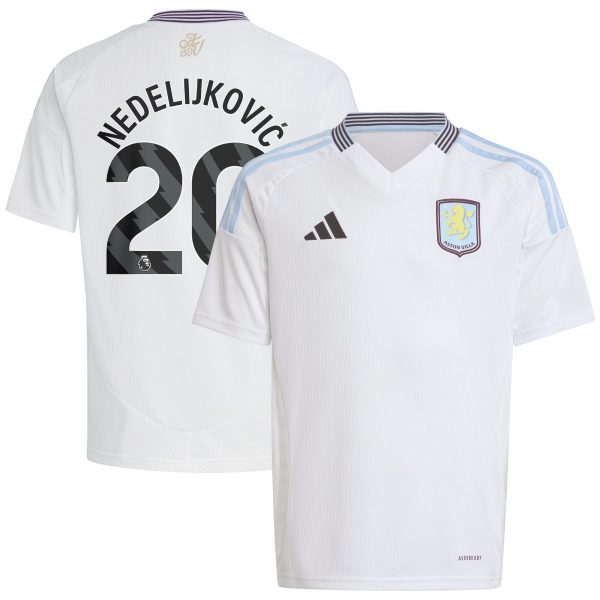 AVFC aston villa adidas away shirt 2024-25 – kids with nedeljković 20 printing Collection | Official Aston Villa Kits and Apparel