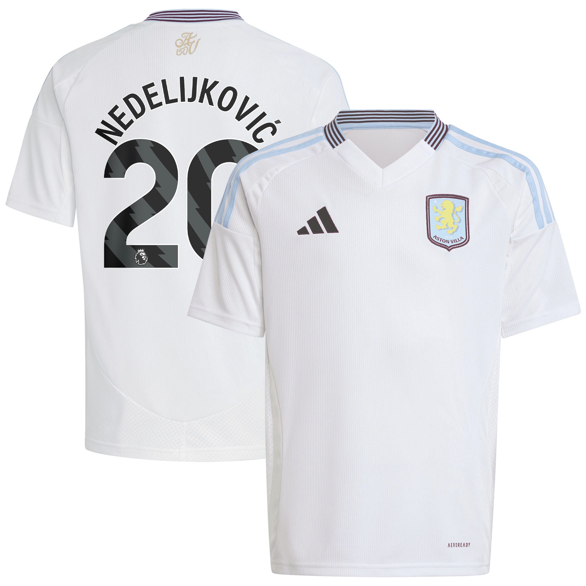 AVFC aston villa adidas away shirt 2024-25 – kids with nedeljković 20 printing Collection | Official Aston Villa Kits and Apparel