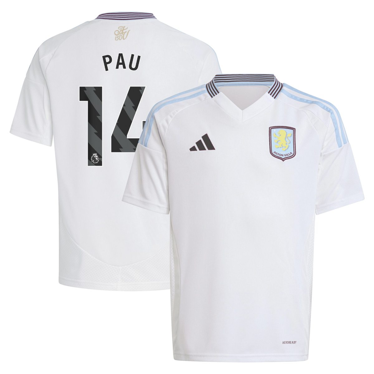 AVFC aston villa adidas away shirt 2024-25 – kids with pau 14 printing Collection | Official Aston Villa Kits and Apparel