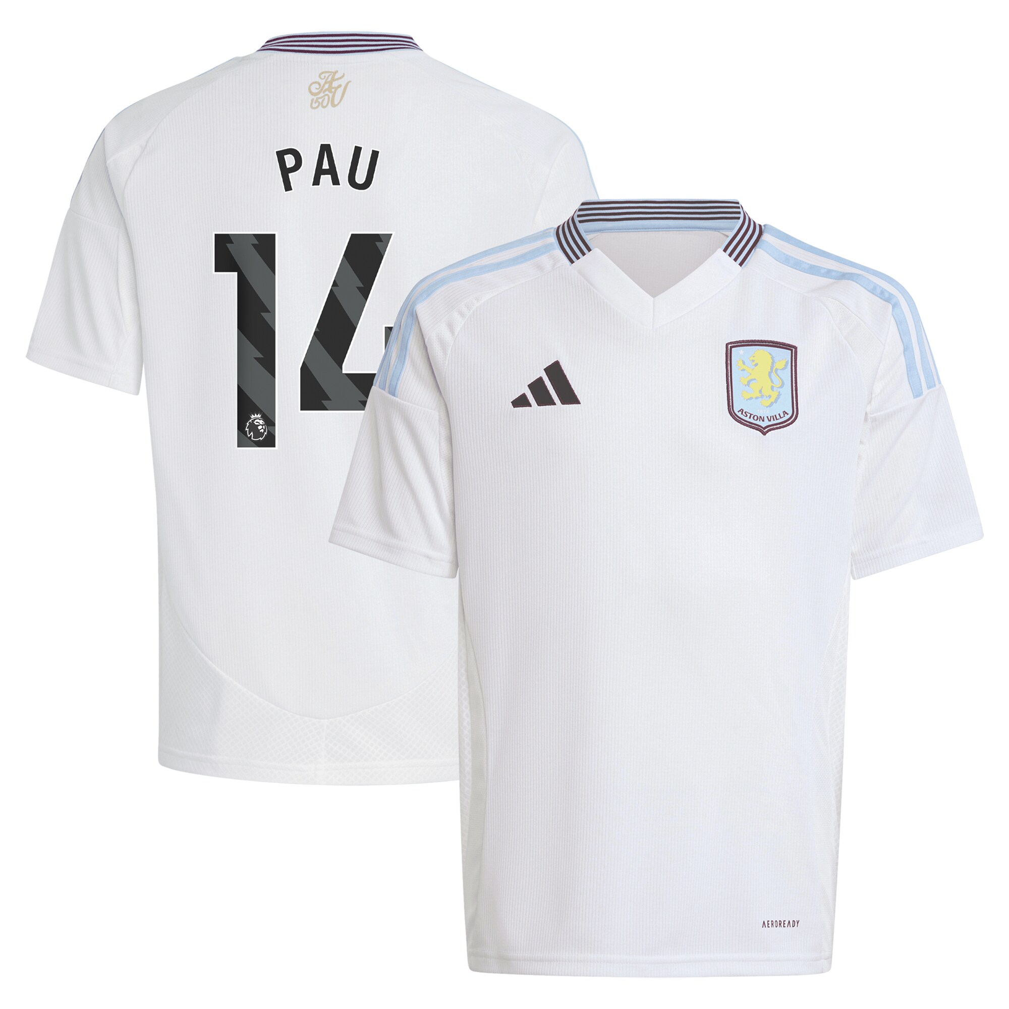 AVFC aston villa adidas away shirt 2024-25 – kids with pau 14 printing Collection | Official Aston Villa Kits and Apparel