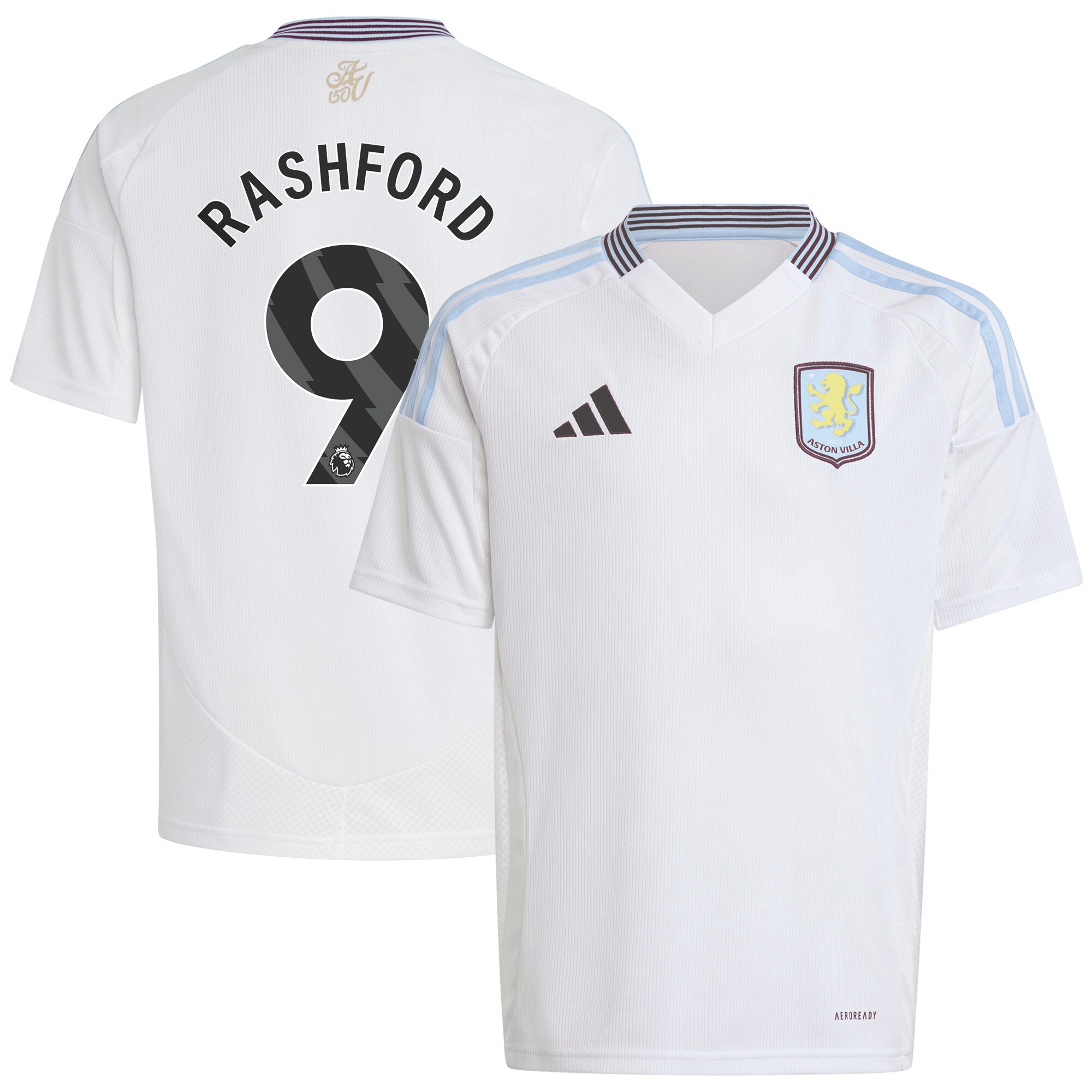 AVFC aston villa adidas away shirt 2024-25 – kids with rashford 9 printing Collection | Official Aston Villa Kits and Apparel
