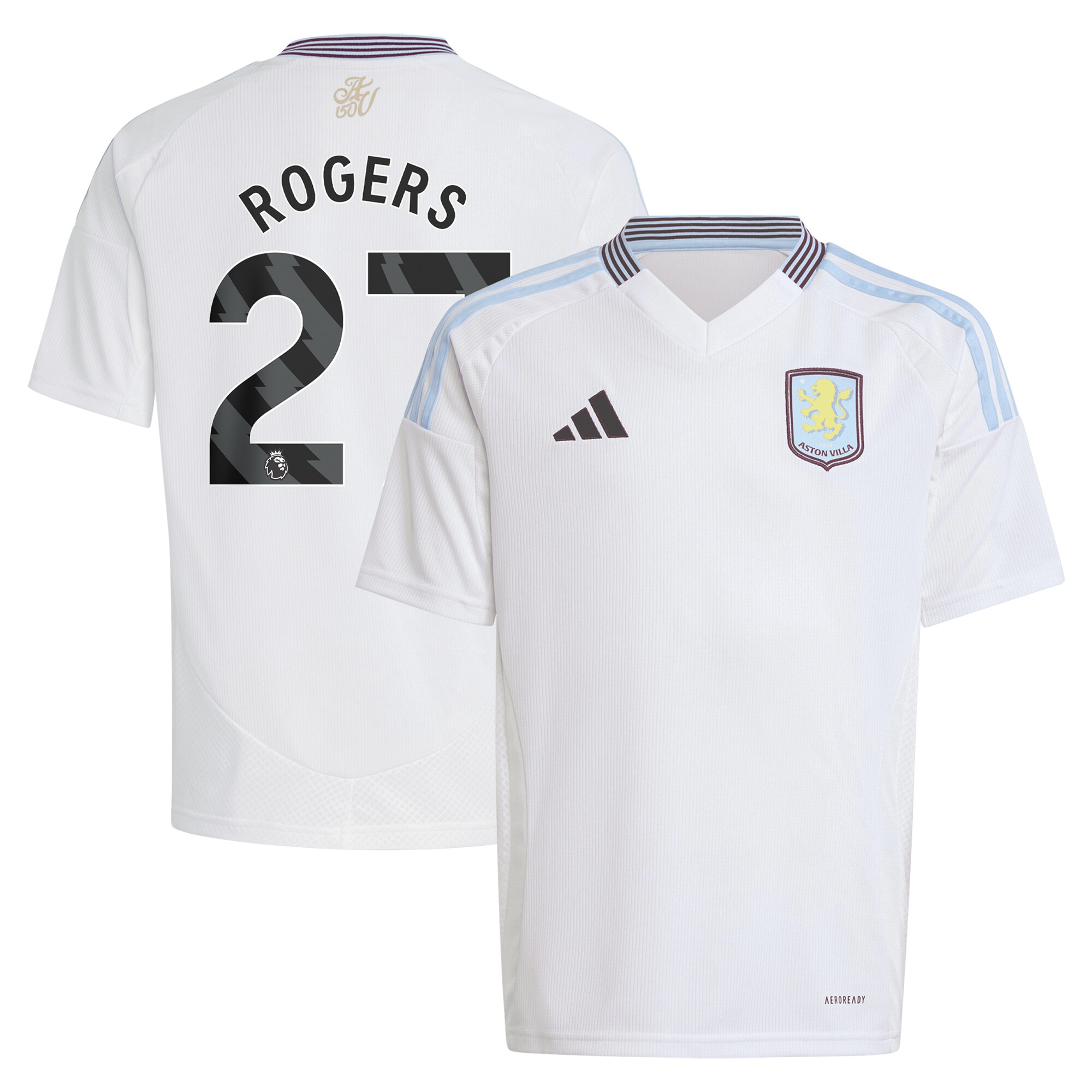 AVFC aston villa adidas away shirt 2024-25 – kids with rogers 27 printing Collection | Official Aston Villa Kits and Apparel