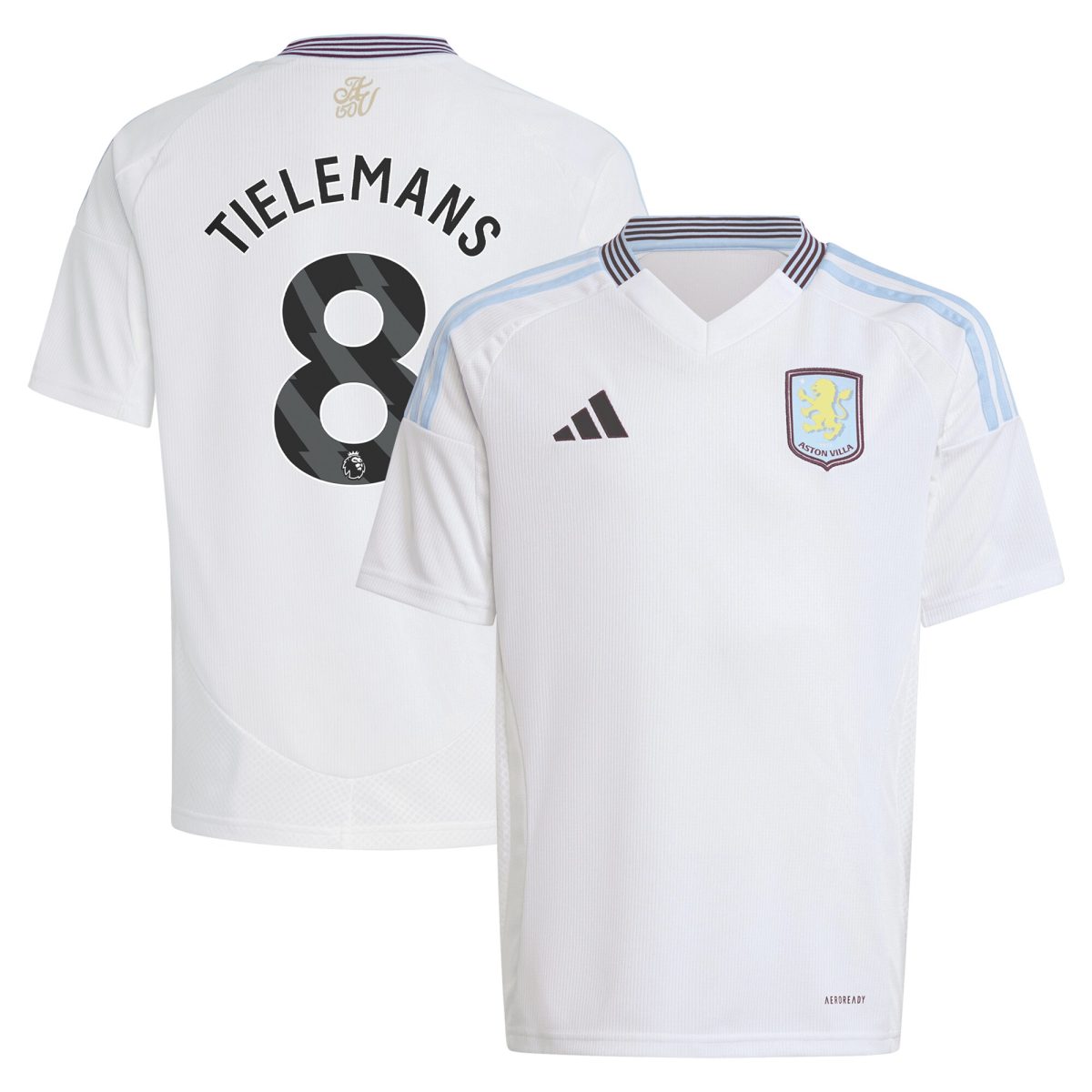 AVFC aston villa adidas away shirt 2024-25 – kids with tielemans 8 printing Collection | Official Aston Villa Kits and Apparel