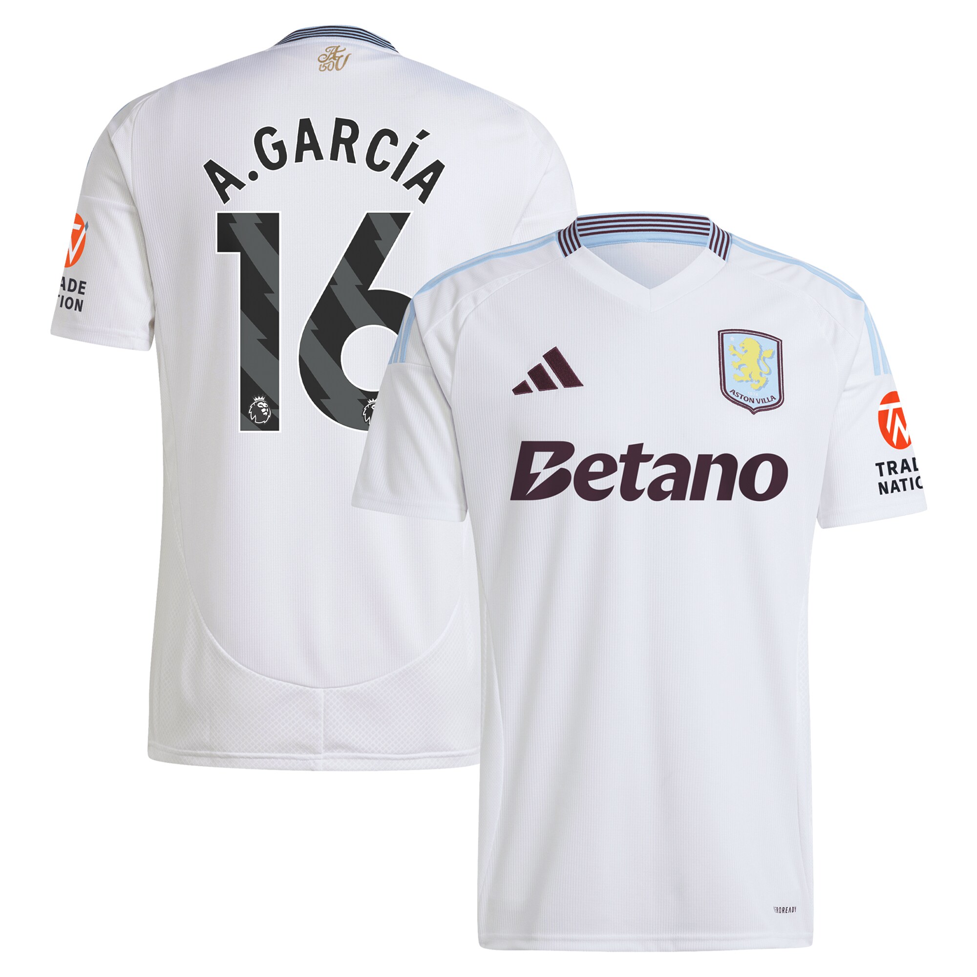 AVFC aston villa adidas away shirt 2024-25 with a.garcía 16 printing Collection | Official Aston Villa Kits and Apparel