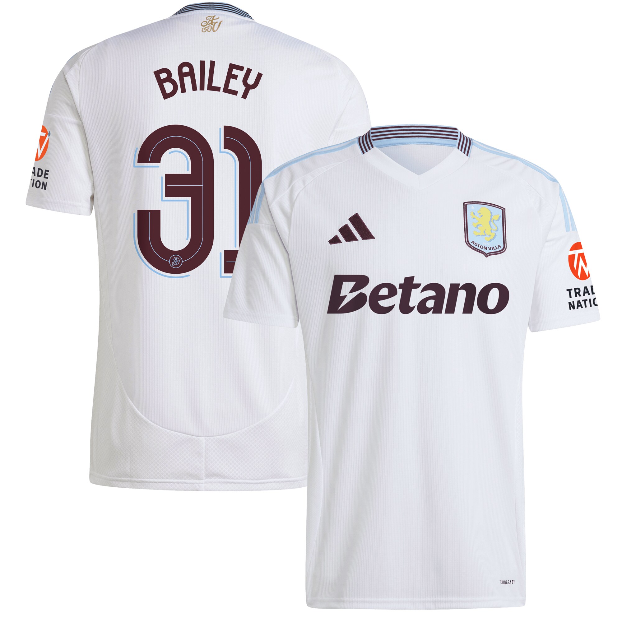 AVFC aston villa adidas away shirt 2024-25 with bailey 31 cup printing Collection | Official Aston Villa Kits and Apparel