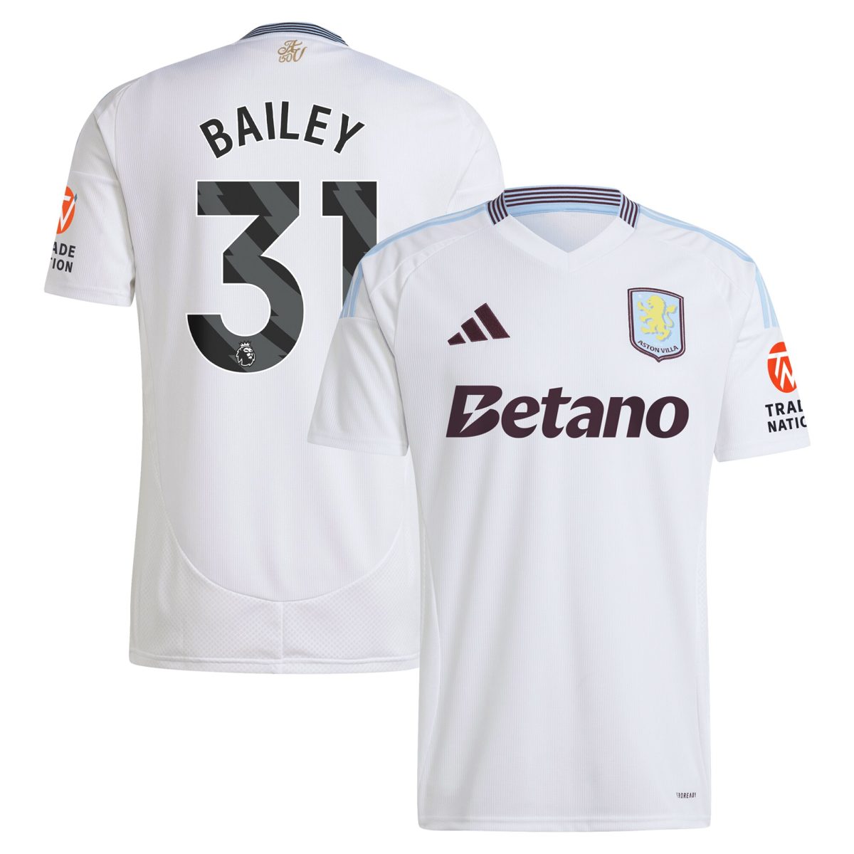 AVFC aston villa adidas away shirt 2024-25 with bailey 31 printing Collection | Official Aston Villa Kits and Apparel