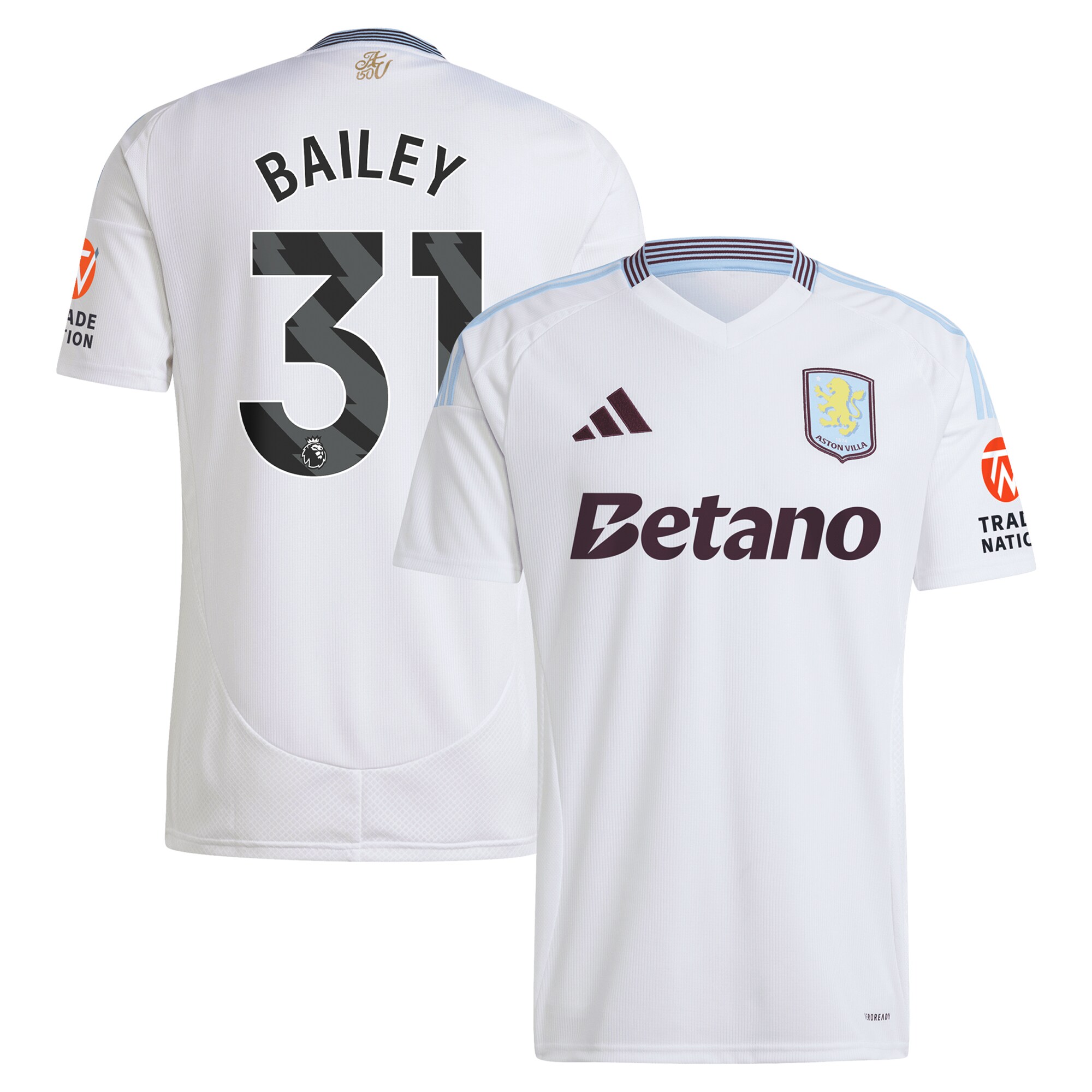 AVFC aston villa adidas away shirt 2024-25 with bailey 31 printing Collection | Official Aston Villa Kits and Apparel