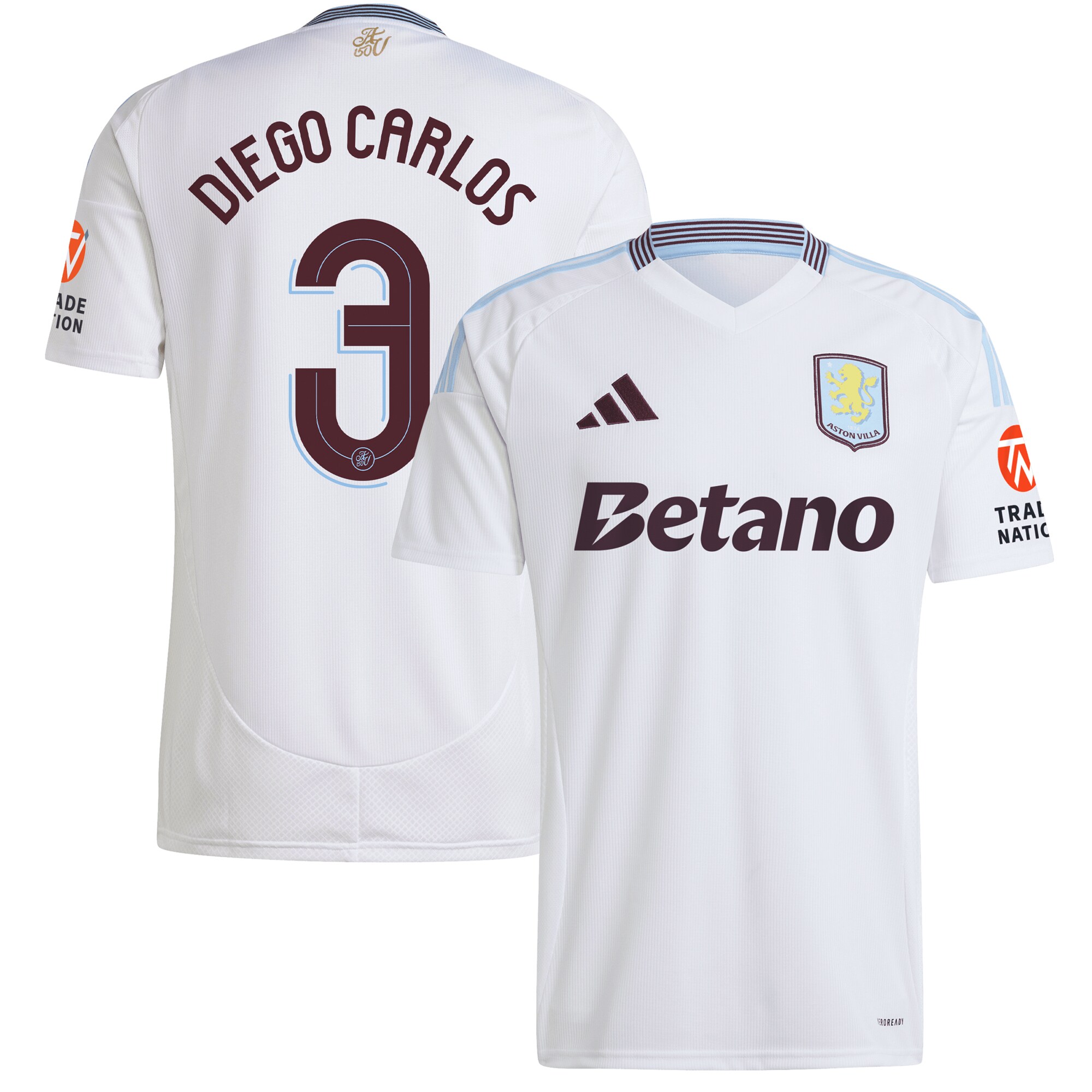 AVFC aston villa adidas away shirt 2024-25 with diego carlos 3 cup printing Collection | Official Aston Villa Kits and Apparel