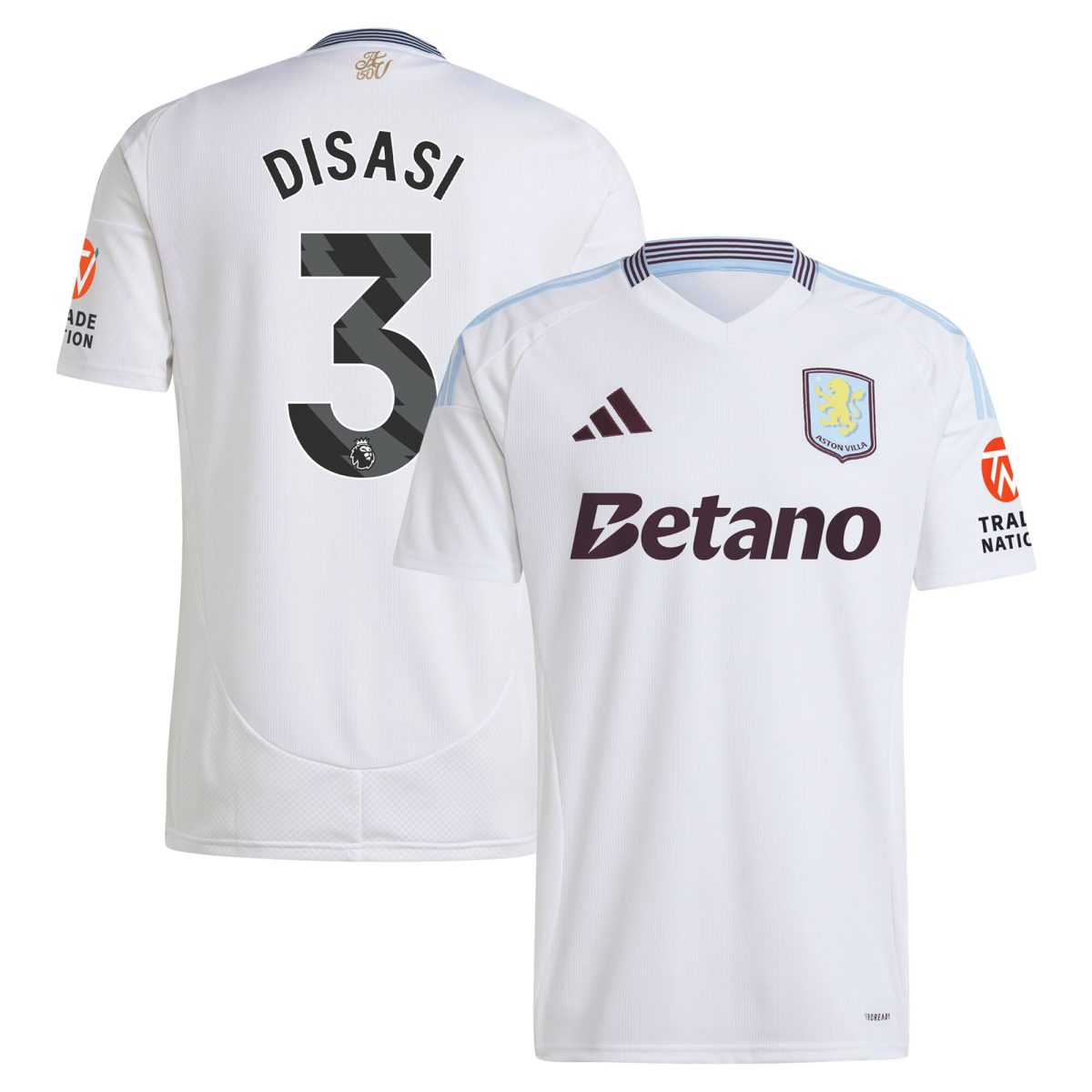 AVFC aston villa adidas away shirt 2024-25 with disasi 3 printing Collection | Official Aston Villa Kits and Apparel