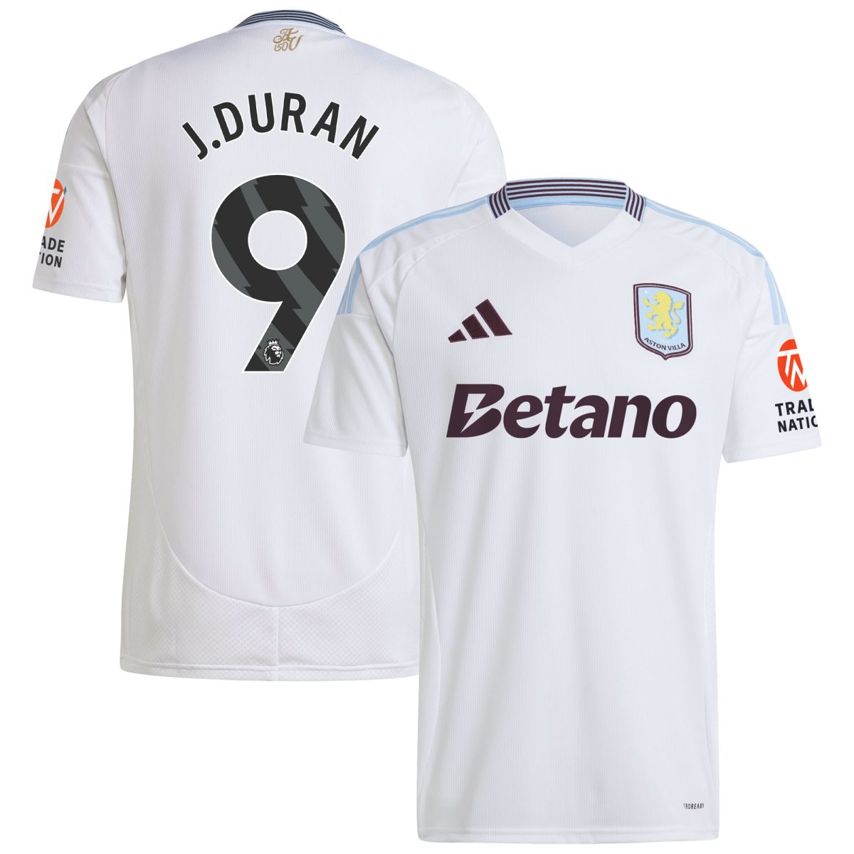 AVFC aston villa adidas away shirt 2024-25 with j.duran 9 printing Collection | Official Aston Villa Kits and Apparel