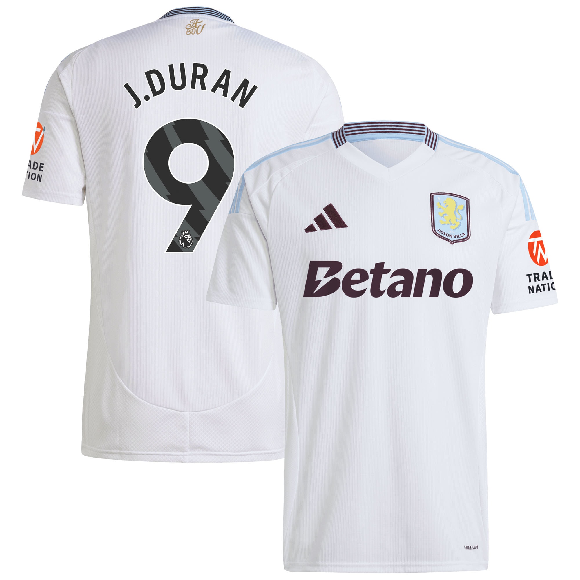 AVFC aston villa adidas away shirt 2024-25 with j.duran 9 printing Collection | Official Aston Villa Kits and Apparel
