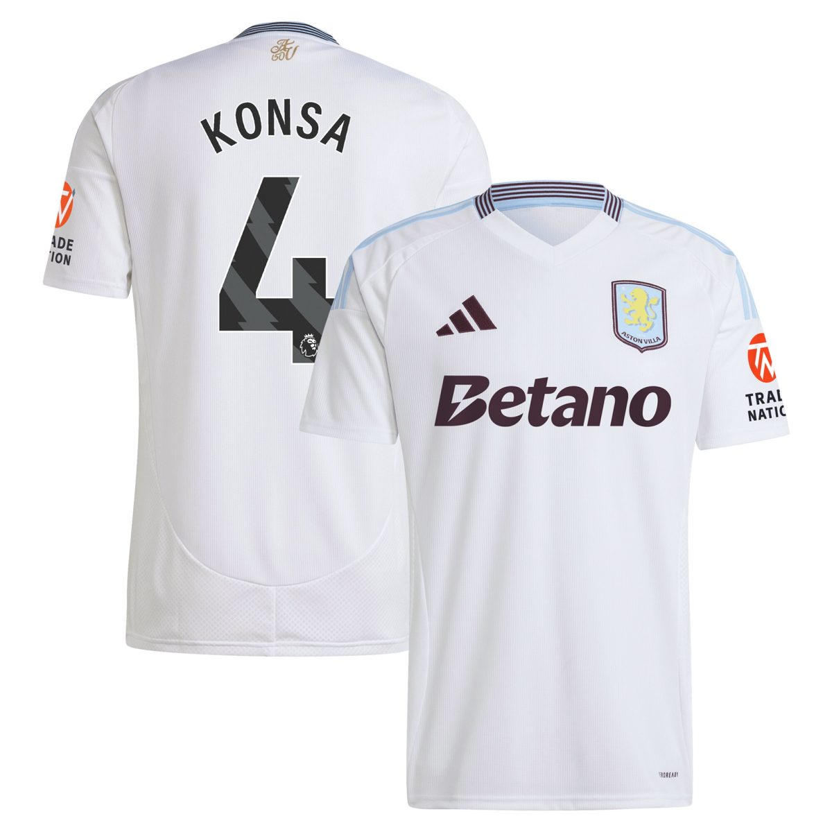 AVFC aston villa adidas away shirt 2024-25 with konsa 4 printing Collection | Official Aston Villa Kits and Apparel