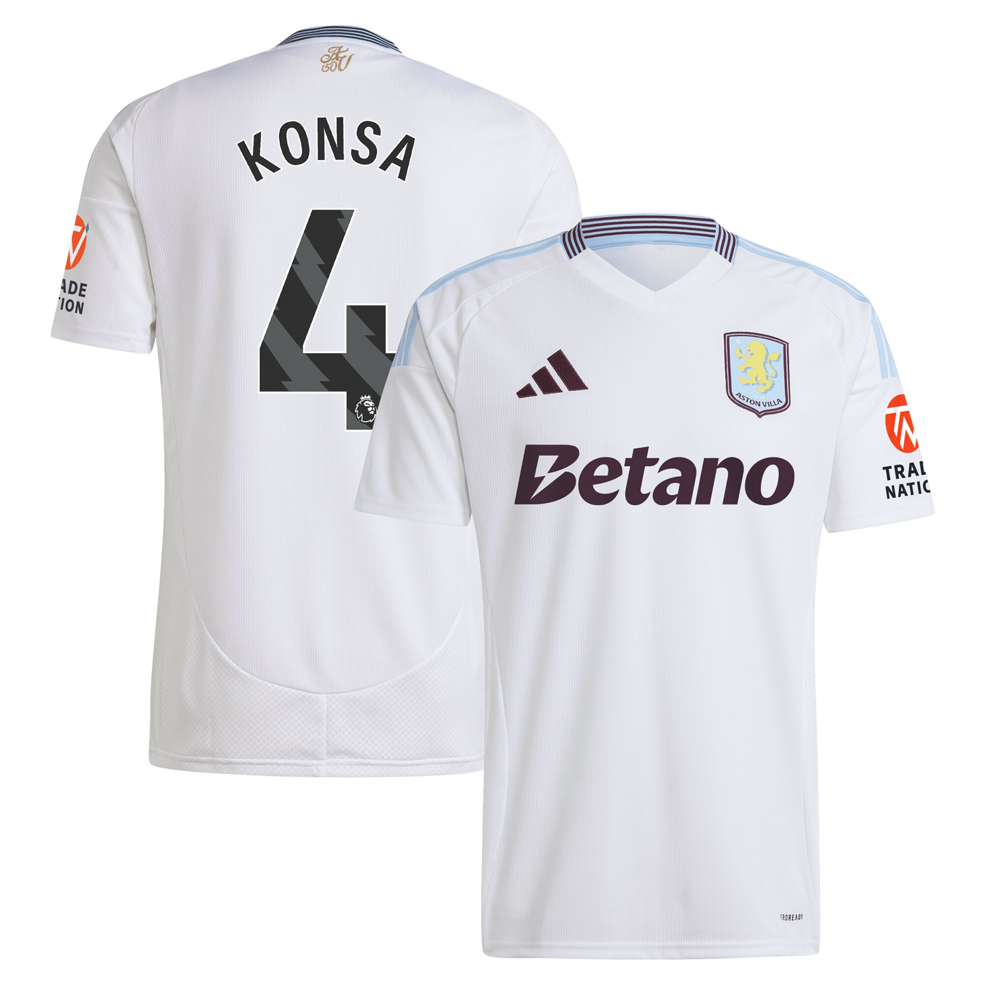 AVFC aston villa adidas away shirt 2024-25 with konsa 4 printing Collection | Official Aston Villa Kits and Apparel