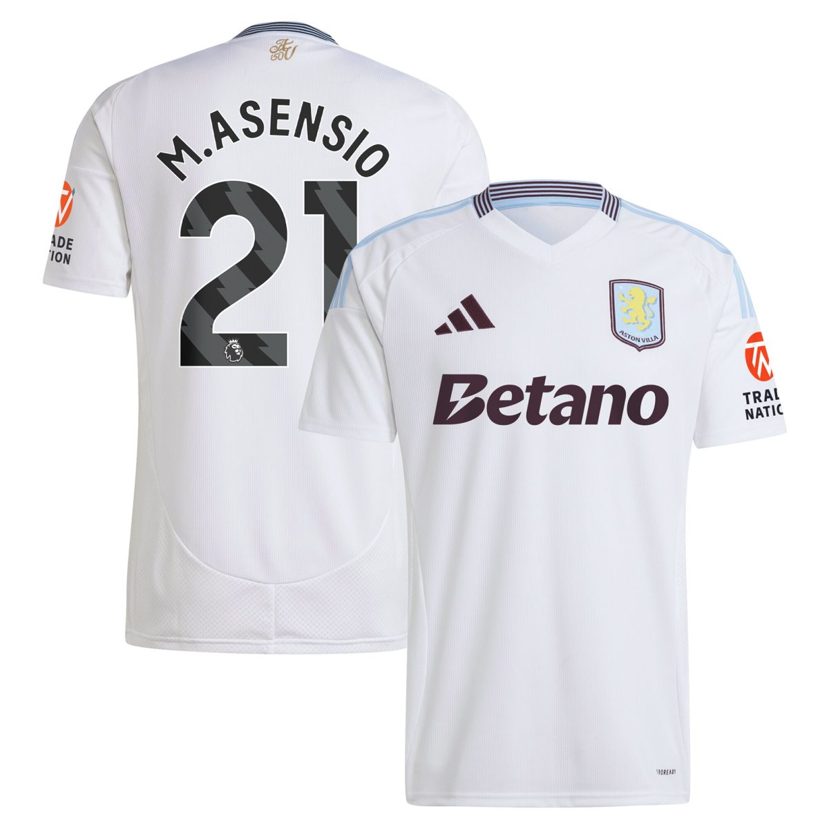 AVFC aston villa adidas away shirt 2024-25 with m.asensio 21 printing Collection | Official Aston Villa Kits and Apparel