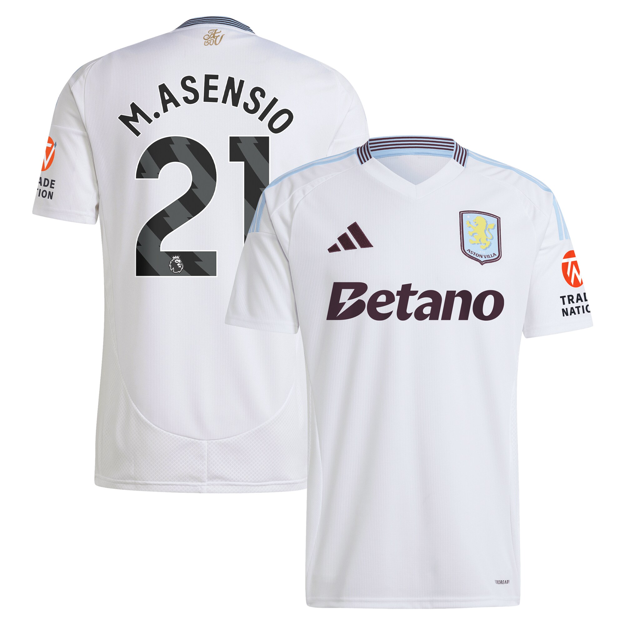 AVFC aston villa adidas away shirt 2024-25 with m.asensio 21 printing Collection | Official Aston Villa Kits and Apparel