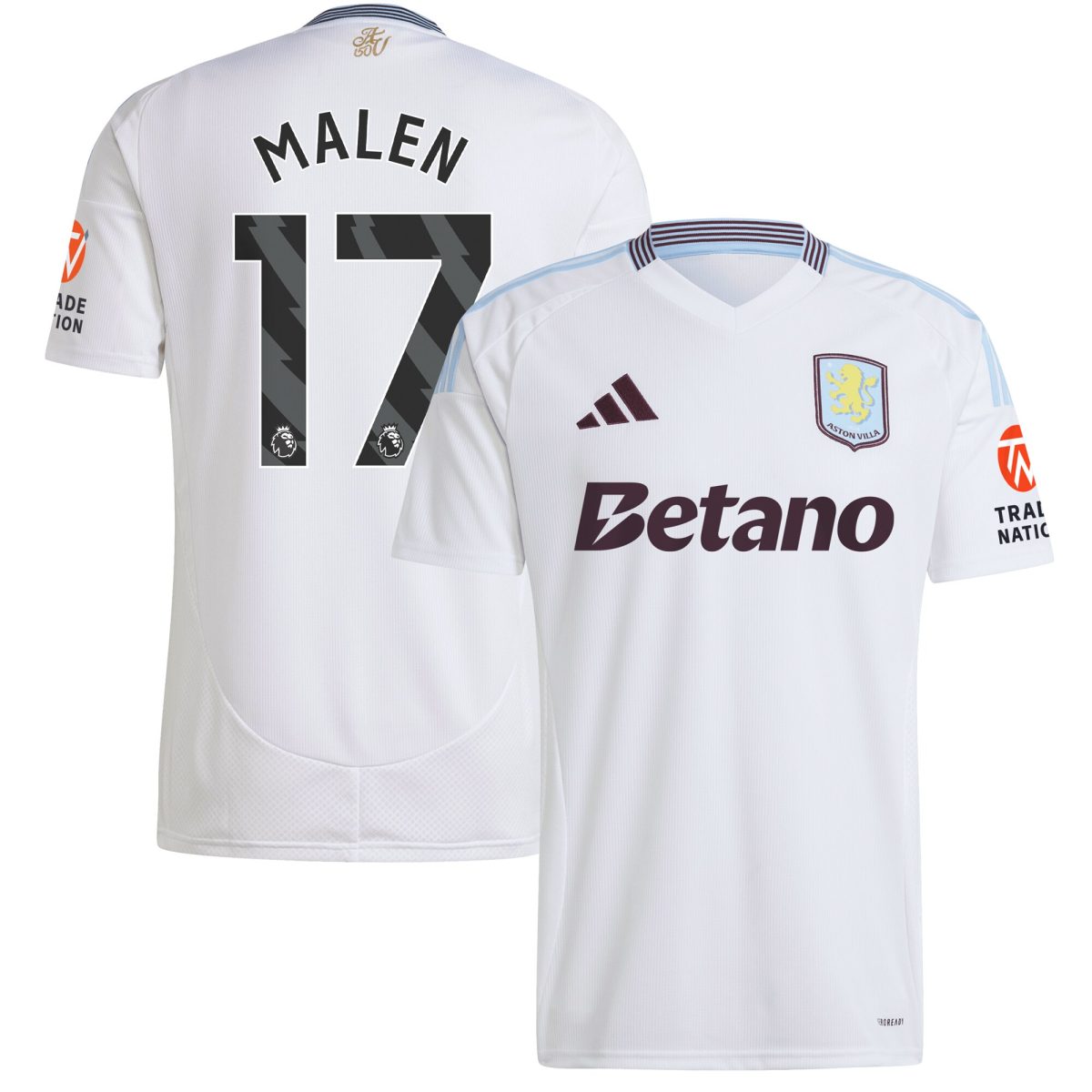 AVFC aston villa adidas away shirt 2024-25 with malen 17 printing Collection | Official Aston Villa Kits and Apparel