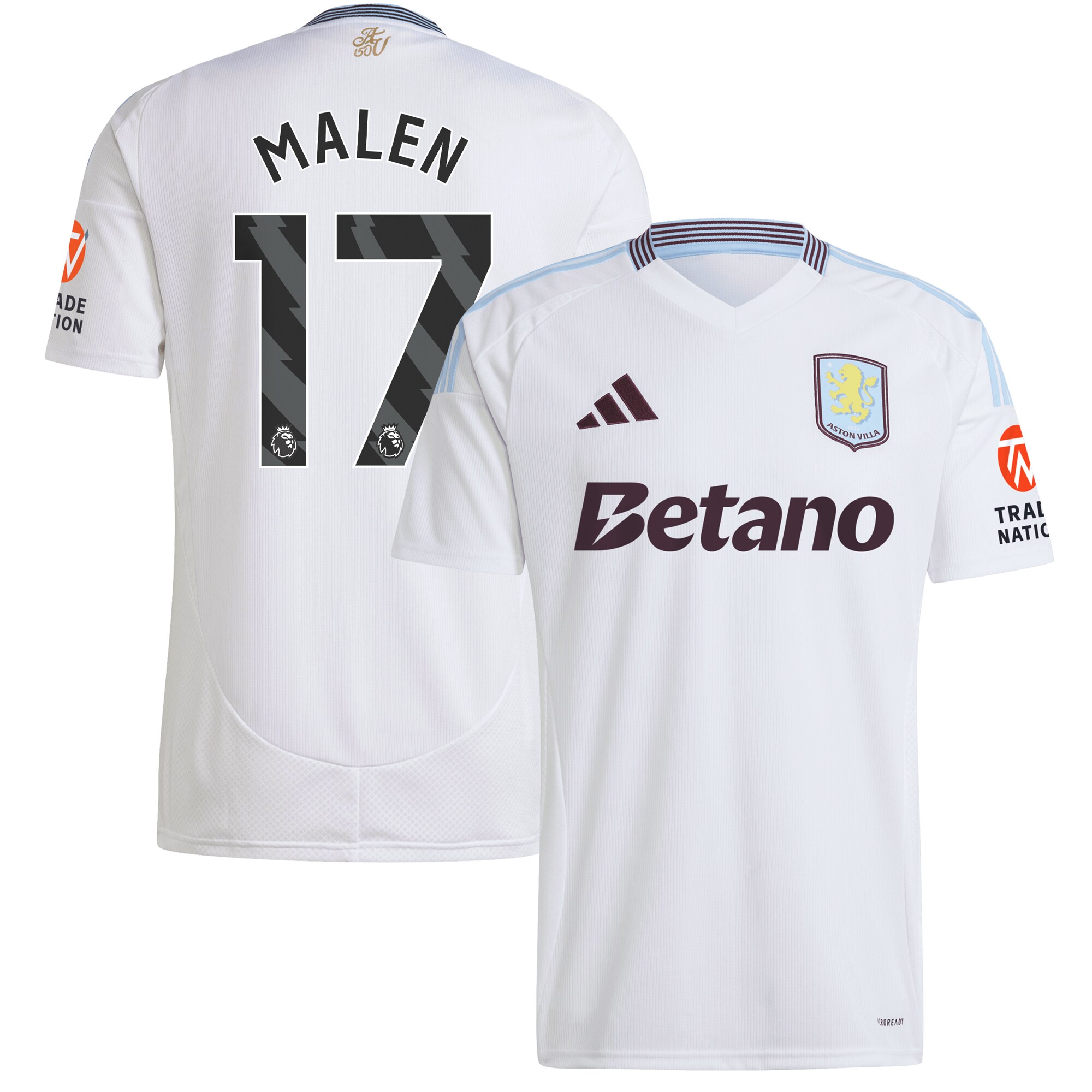 AVFC aston villa adidas away shirt 2024-25 with malen 17 printing Collection | Official Aston Villa Kits and Apparel