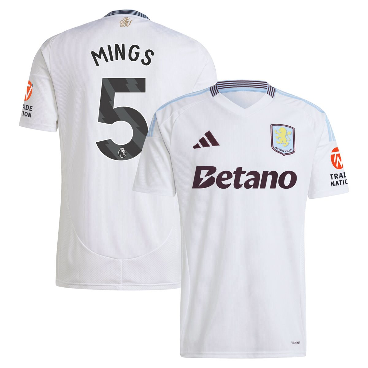 AVFC aston villa adidas away shirt 2024-25 with mings 5 printing Collection | Official Aston Villa Kits and Apparel