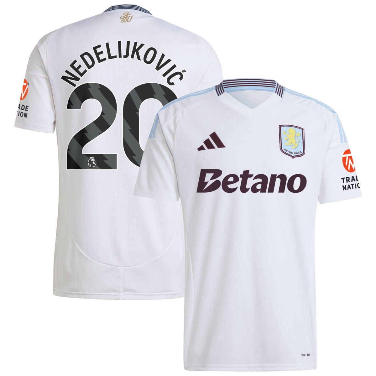 AVFC aston villa adidas away shirt 2024-25 with nedeljković 20 printing Collection | Official Aston Villa Kits and Apparel