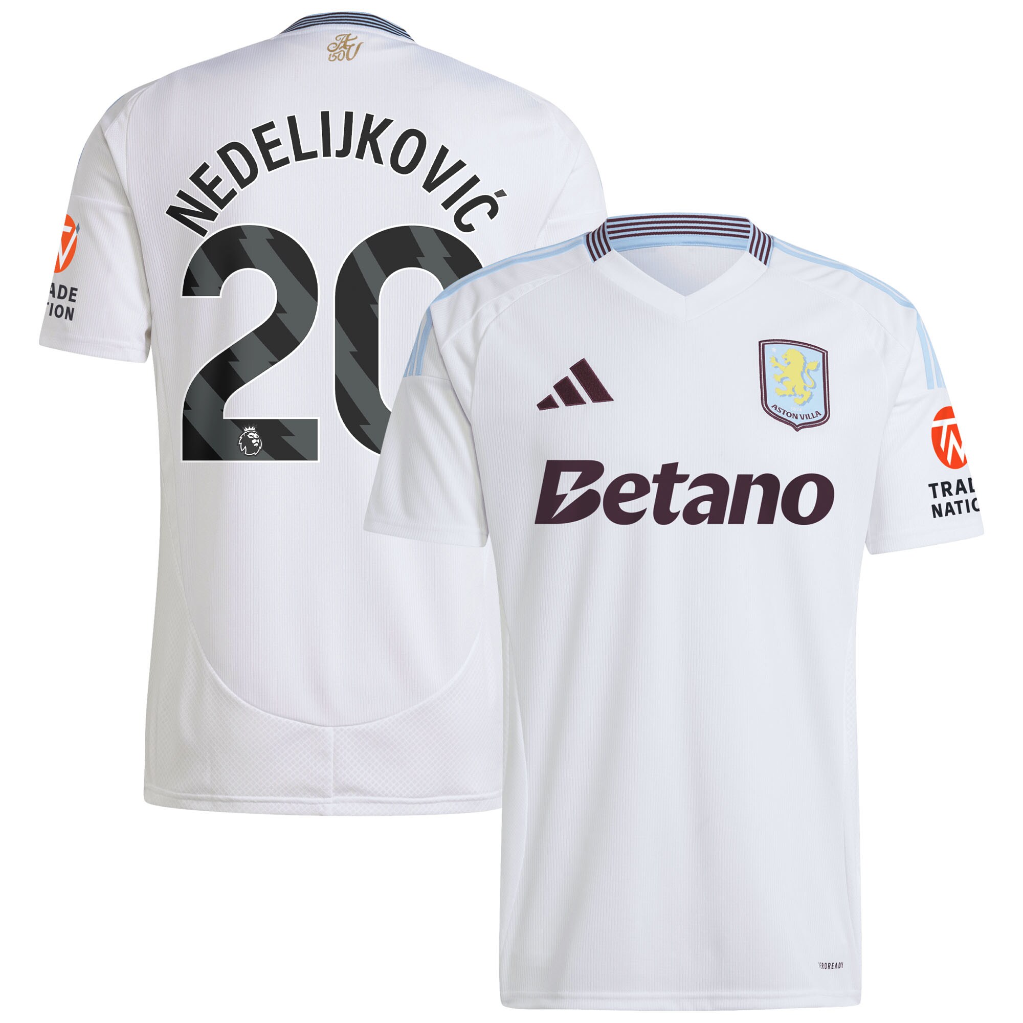 AVFC aston villa adidas away shirt 2024-25 with nedeljković 20 printing Collection | Official Aston Villa Kits and Apparel