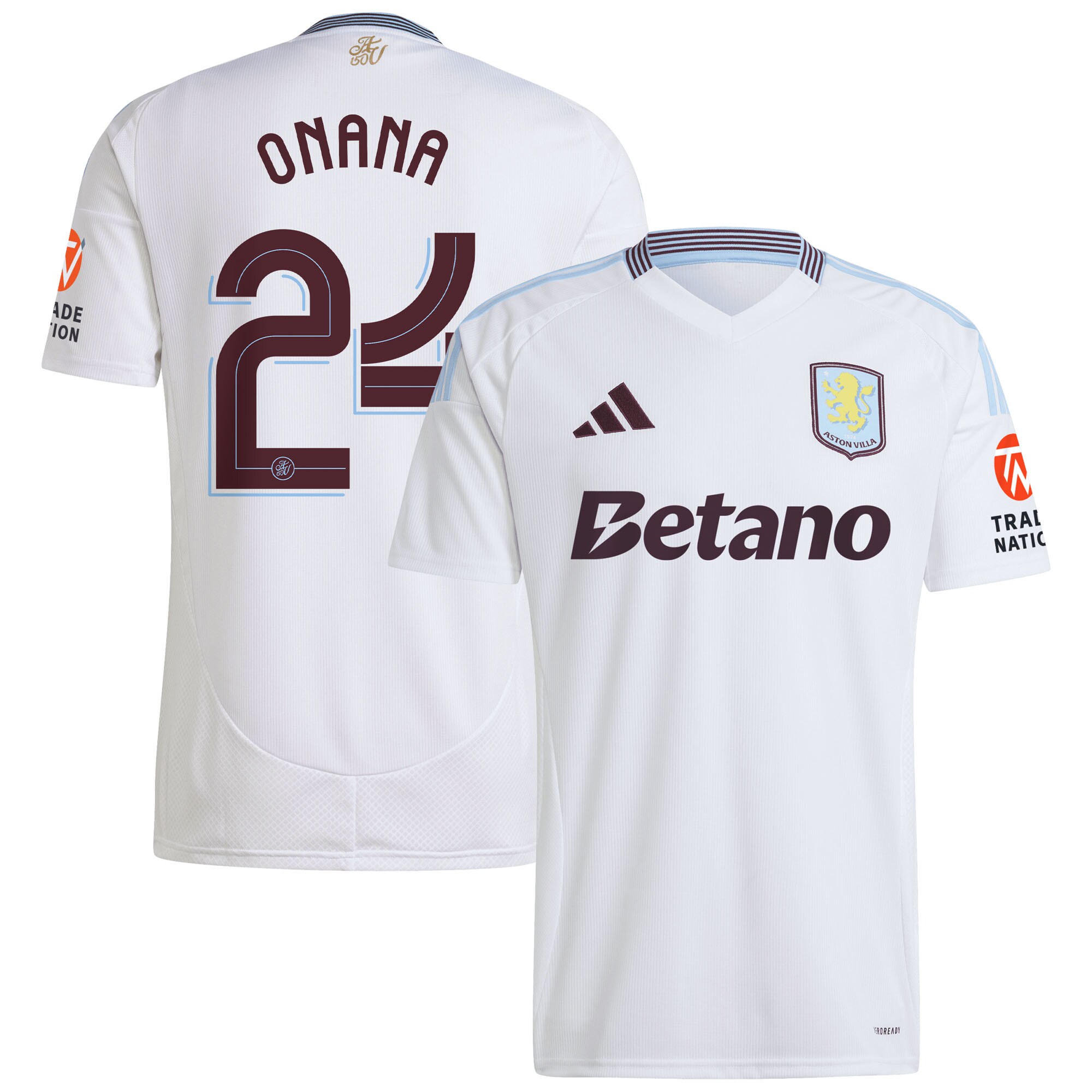 AVFC aston villa adidas away shirt 2024-25 with onana 24 cup printing Collection | Official Aston Villa Kits and Apparel