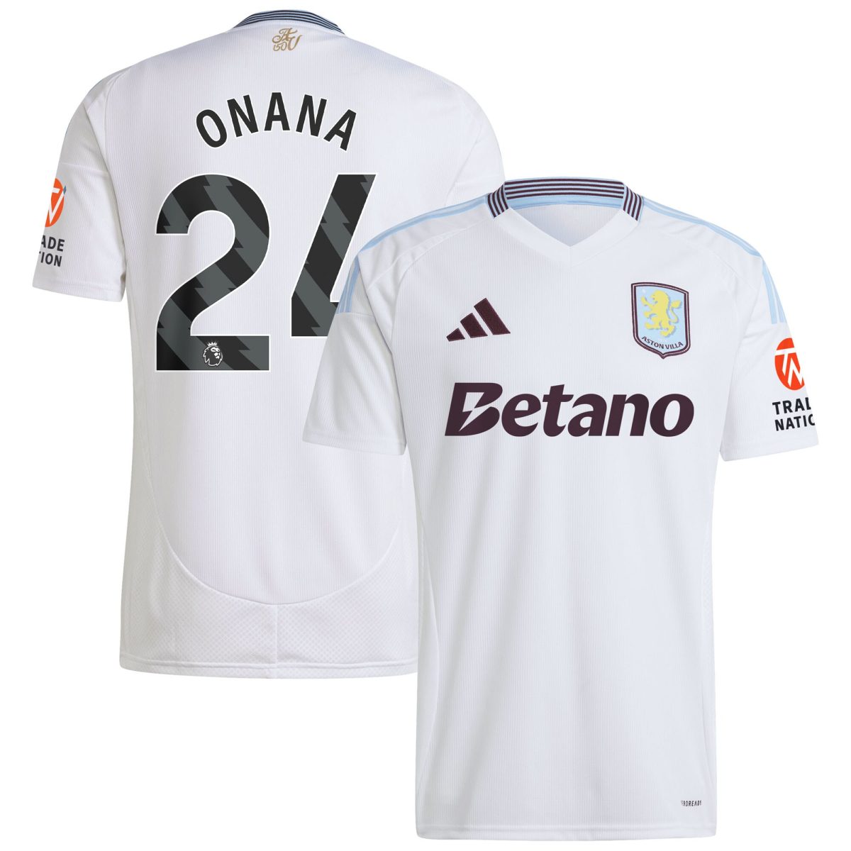 AVFC aston villa adidas away shirt 2024-25 with onana 24 printing Collection | Official Aston Villa Kits and Apparel