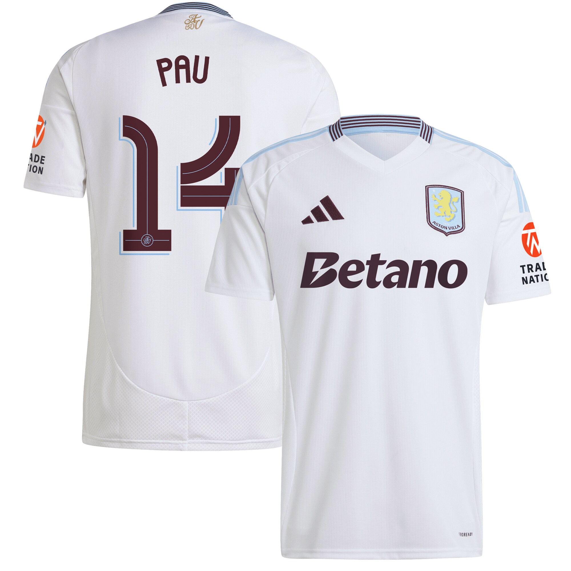 AVFC aston villa adidas away shirt 2024-25 with pau 14 cup printing Collection | Official Aston Villa Kits and Apparel