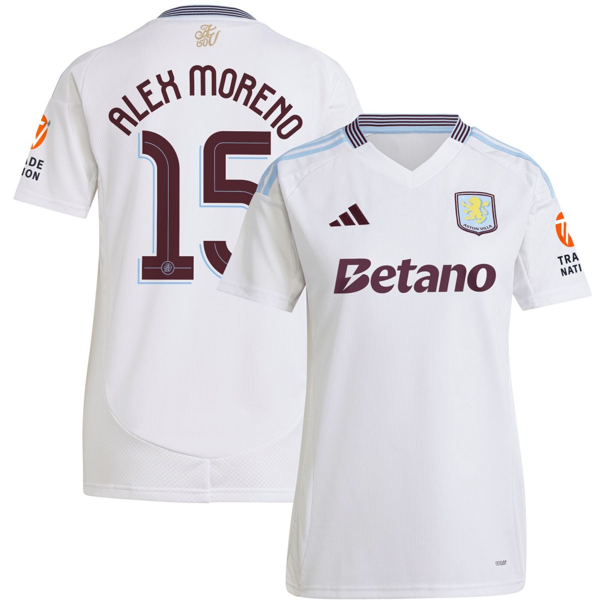 AVFC aston villa adidas away shirt 2024-25 – womens with alex moreno 15 cup printing Collection | Official Aston Villa Kits and Apparel