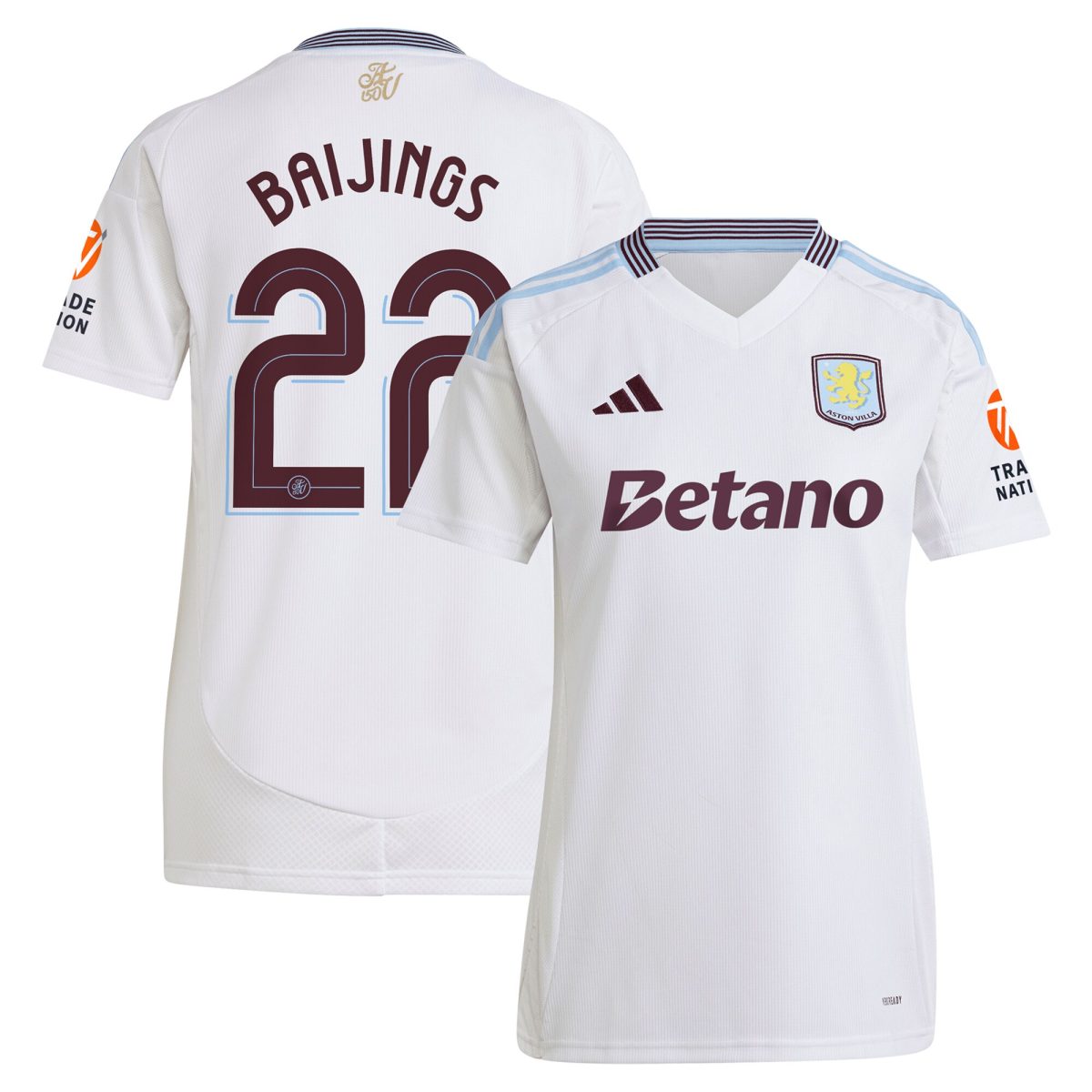 AVFC aston villa adidas away shirt 2024-25 – womens with baijings 22 cup printing Collection | Official Aston Villa Kits and Apparel