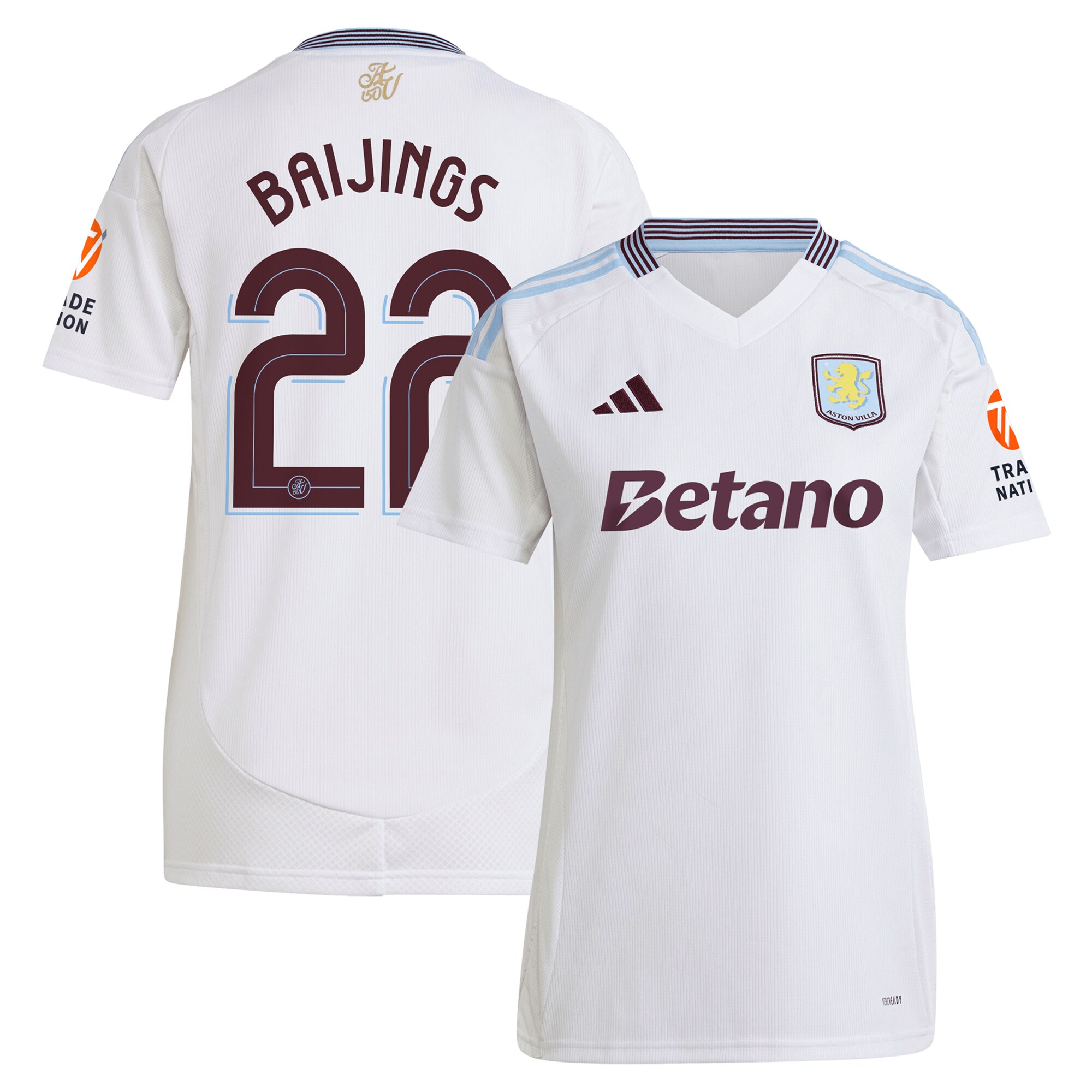 AVFC aston villa adidas away shirt 2024-25 – womens with baijings 22 cup printing Collection | Official Aston Villa Kits and Apparel