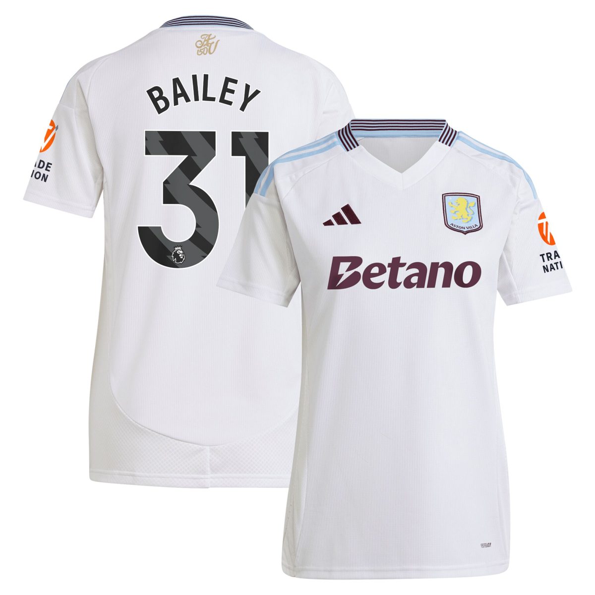 AVFC aston villa adidas away shirt 2024-25 – womens with bailey 31 printing Collection | Official Aston Villa Kits and Apparel