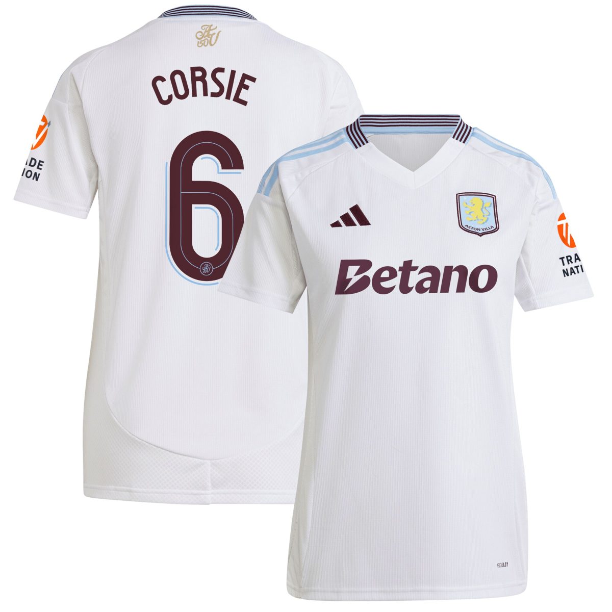 AVFC aston villa adidas away shirt 2024-25 – womens with corsie 6 cup printing Collection | Official Aston Villa Kits and Apparel