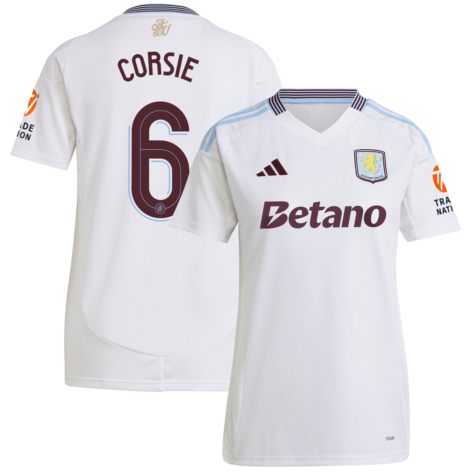 AVFC aston villa adidas away shirt 2024-25 – womens with corsie 6 cup printing Collection | Official Aston Villa Kits and Apparel