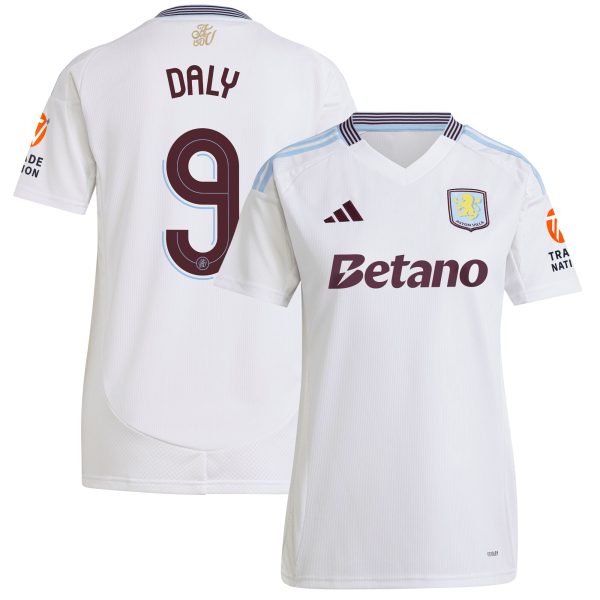 AVFC aston villa adidas away shirt 2024-25 – womens with daly 9 cup printing Collection | Official Aston Villa Kits and Apparel