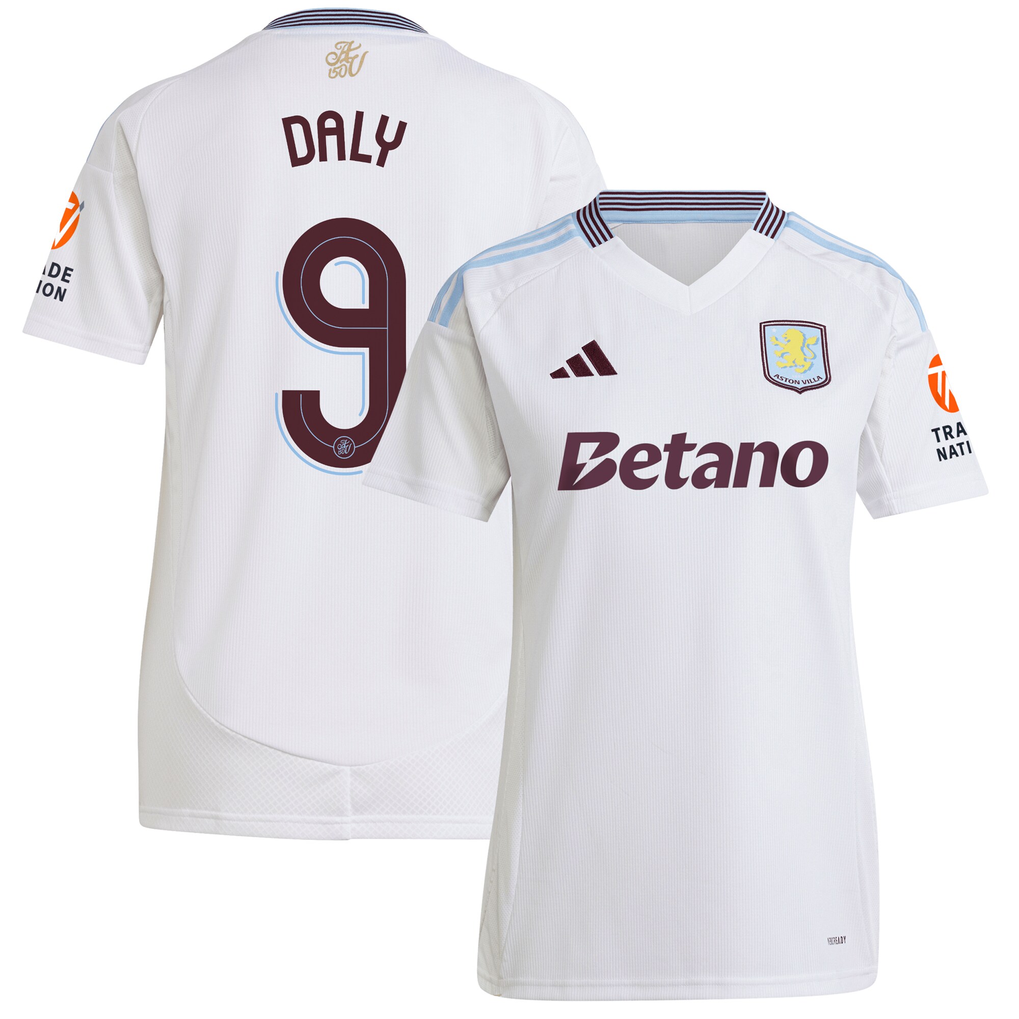 AVFC aston villa adidas away shirt 2024-25 – womens with daly 9 cup printing Collection | Official Aston Villa Kits and Apparel